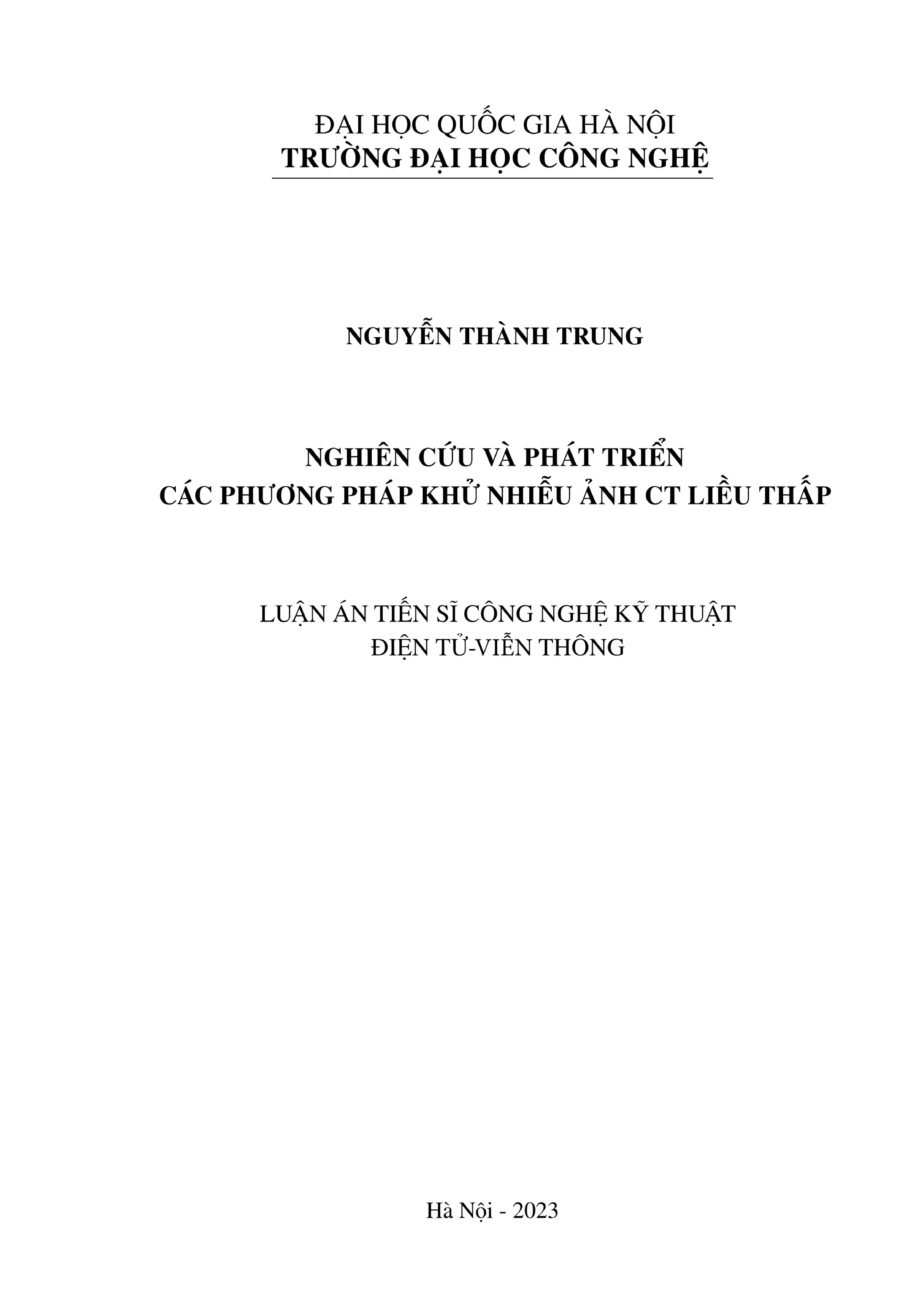 Nghiên cứu khử nhiễu ảnh CT liều thấp