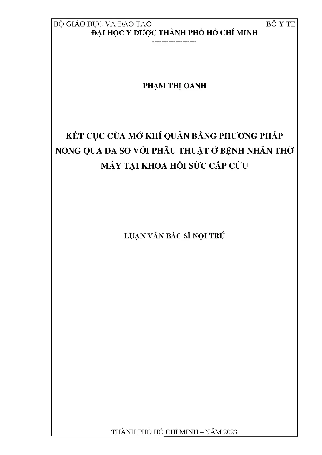 Kết cục mở khí quản nong da vs phẫu thuật bệnh nhân thở máy
