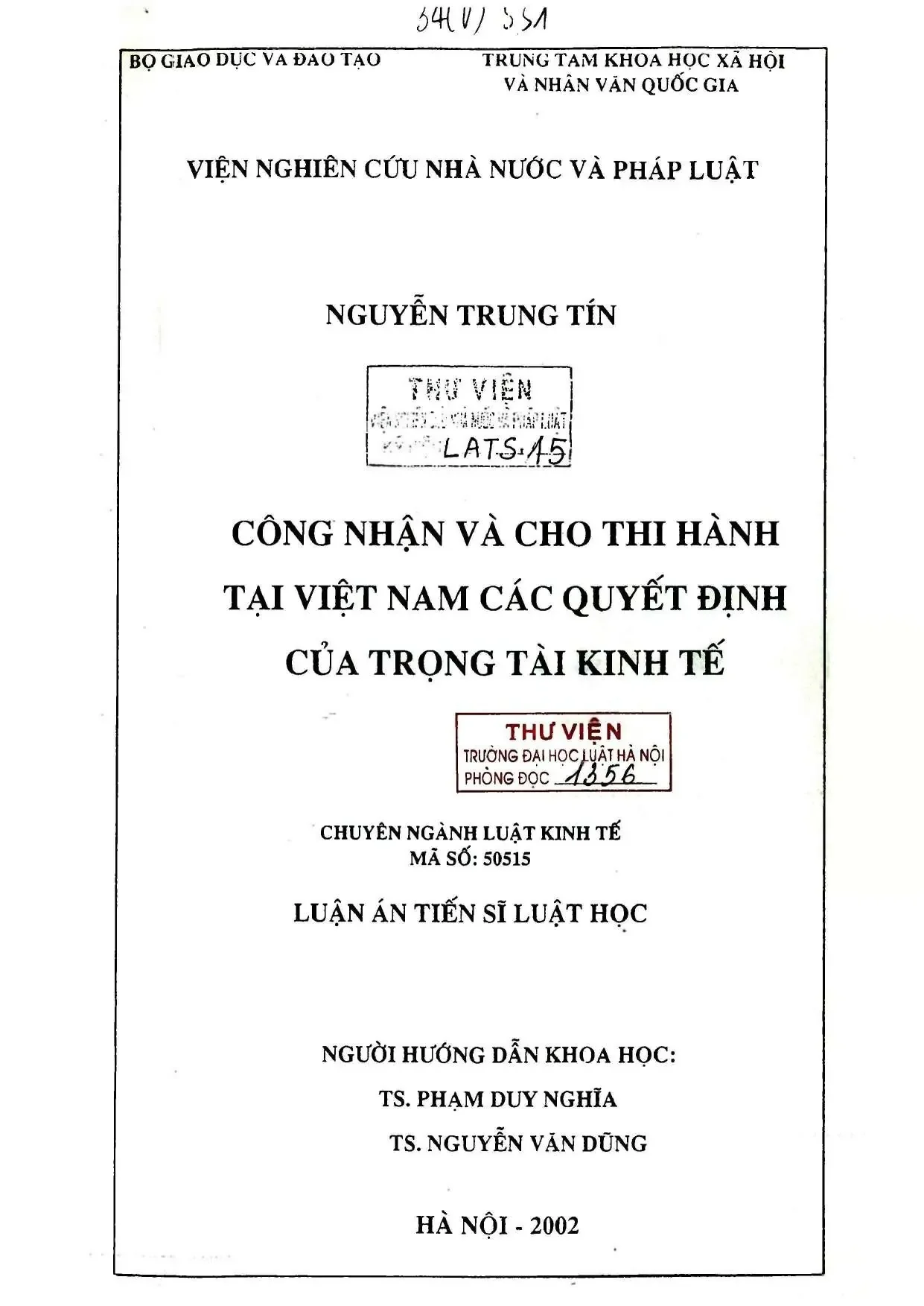 Công nhận và thi hành quyết định trọng tài kinh tế tại Việt Nam