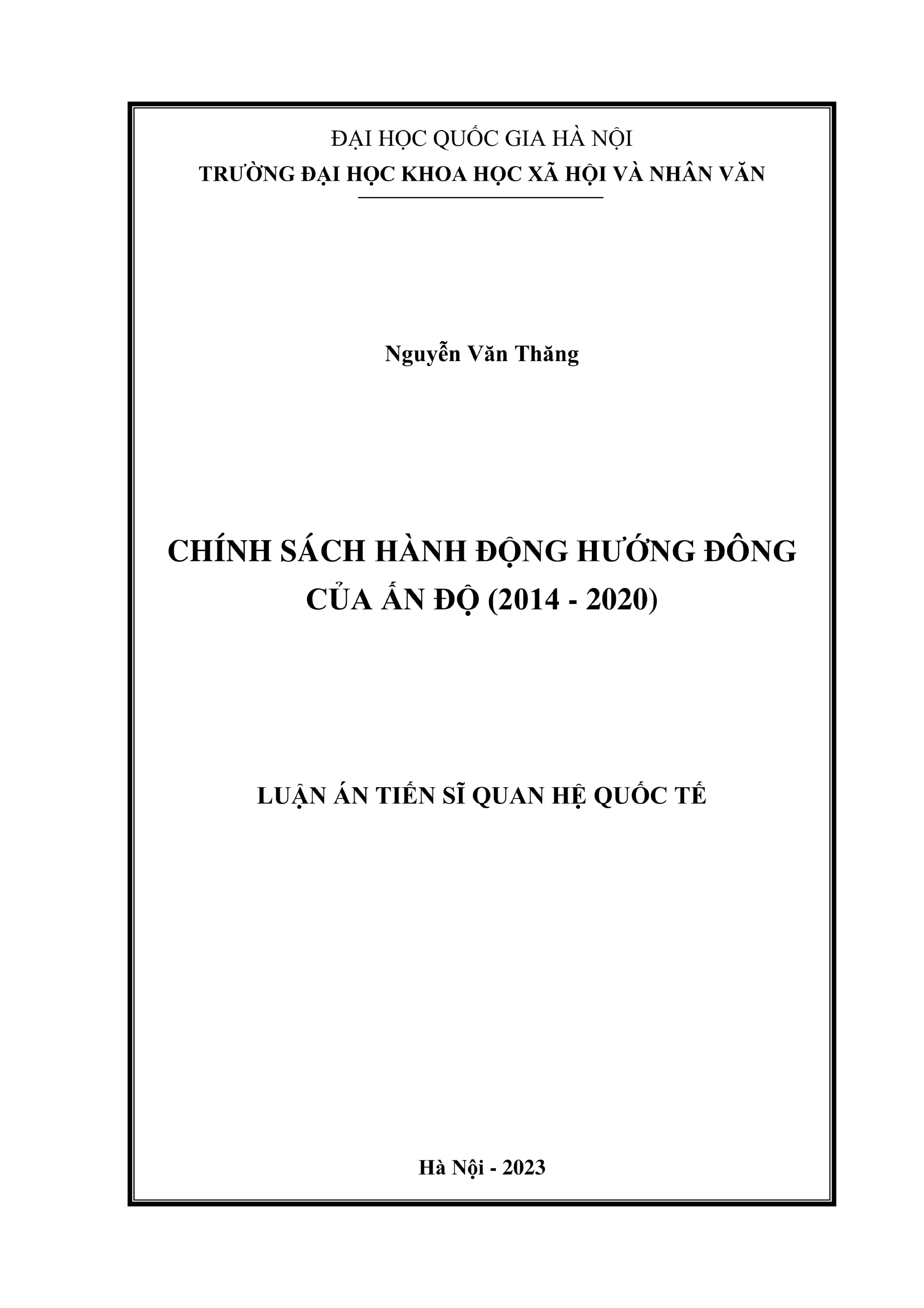 Chính sách hành động hướng Đông của Ấn Độ (2014-2020)
