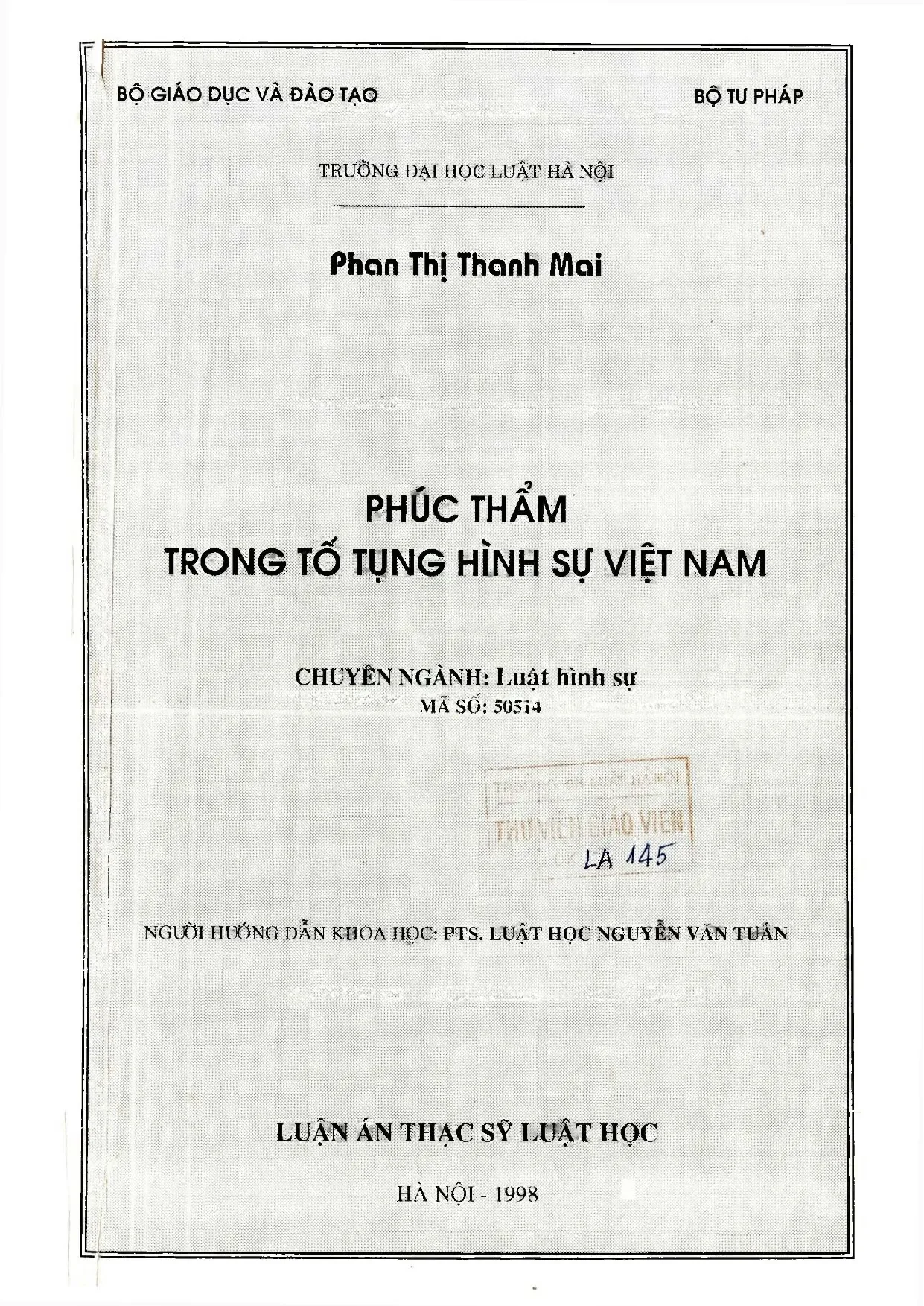 Luận án thạc sĩ về phúc thẩm trong tố tụng hình sự