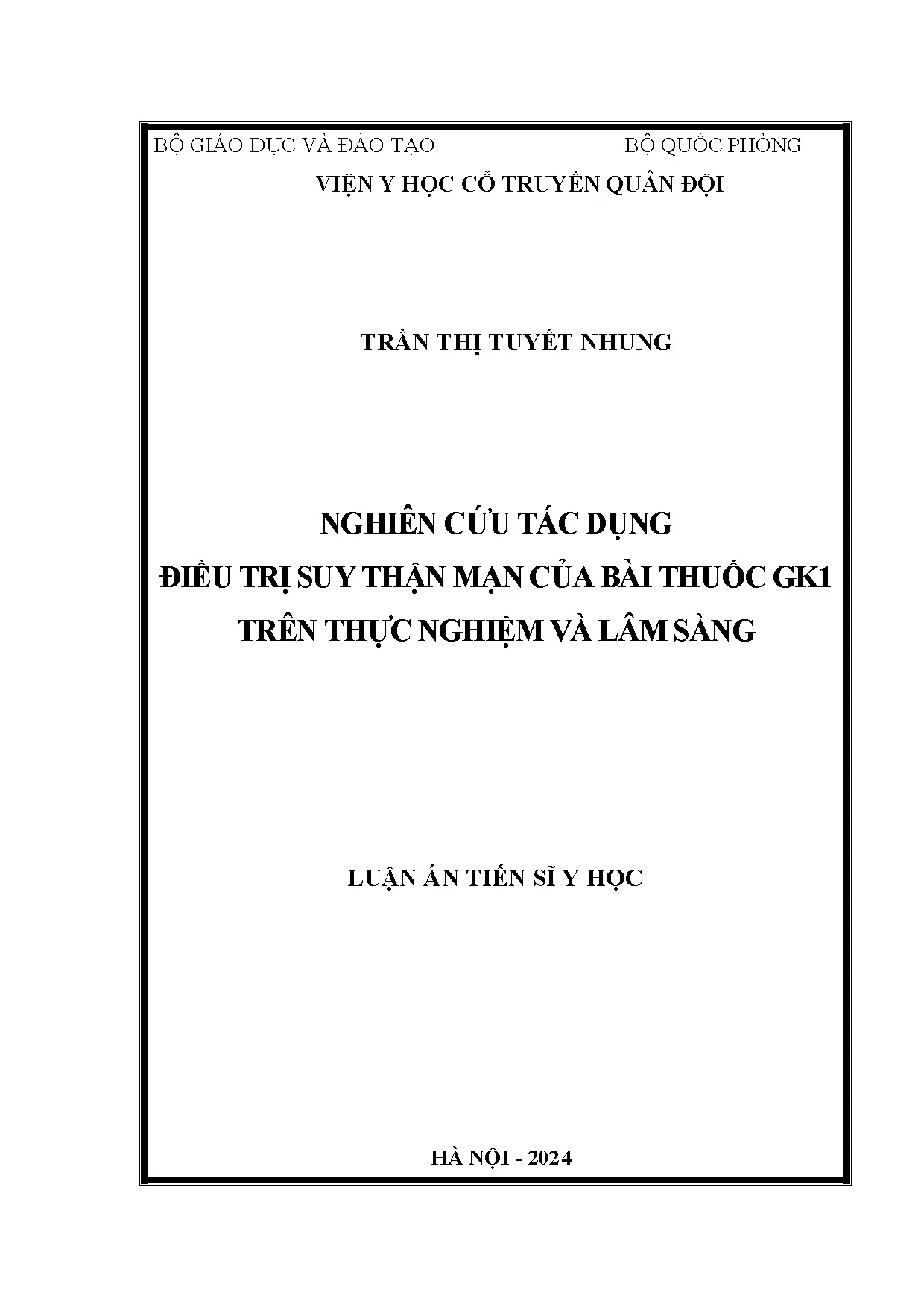 Nghiên cứu tác dụng điều trị suy thận mạn của GK1