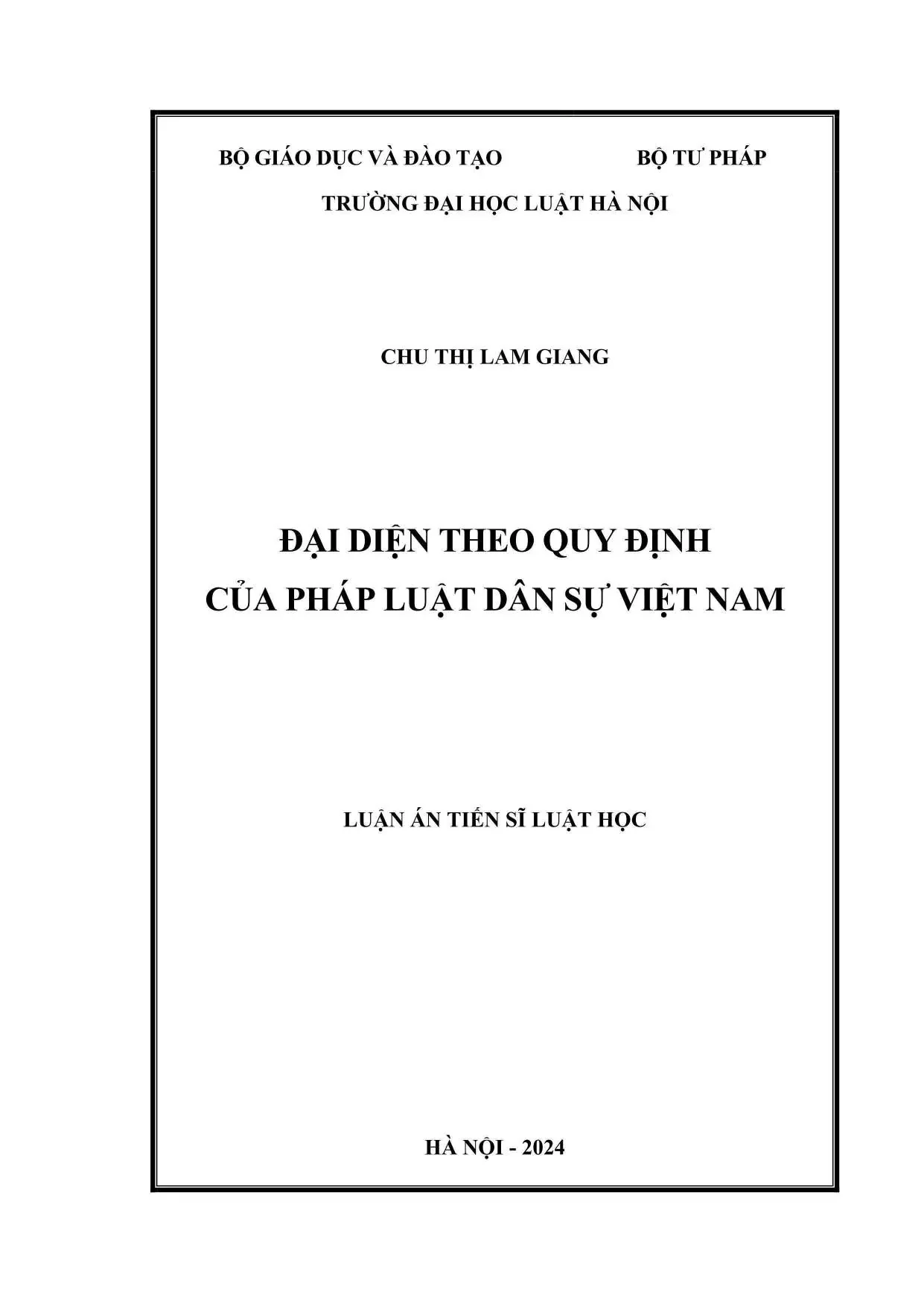 Luận án tiến sĩ về đại diện trong pháp luật dân sự