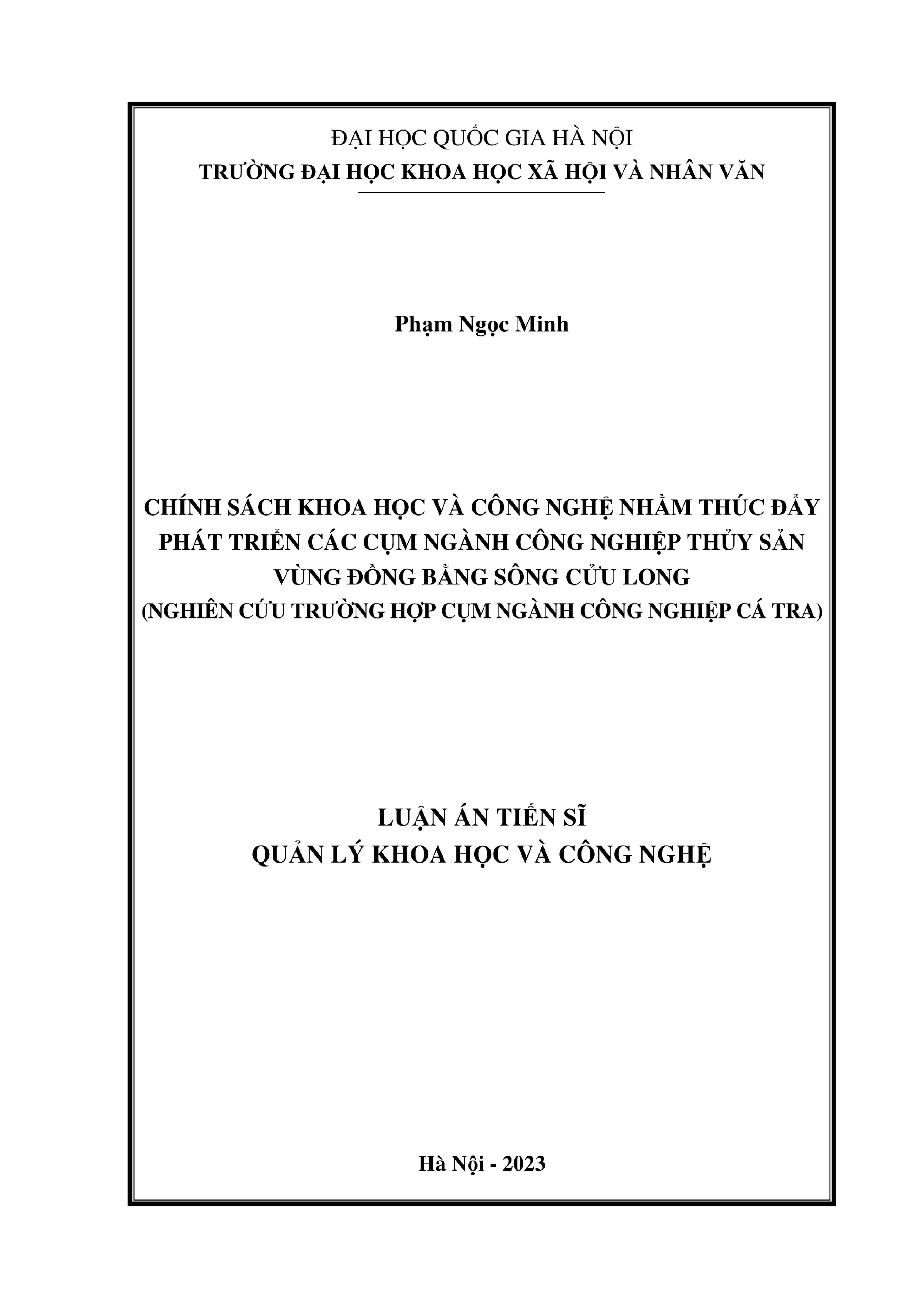 Chính sách KH&CN thúc đẩy cụm ngành thủy sản ĐBSCL (cá tra)