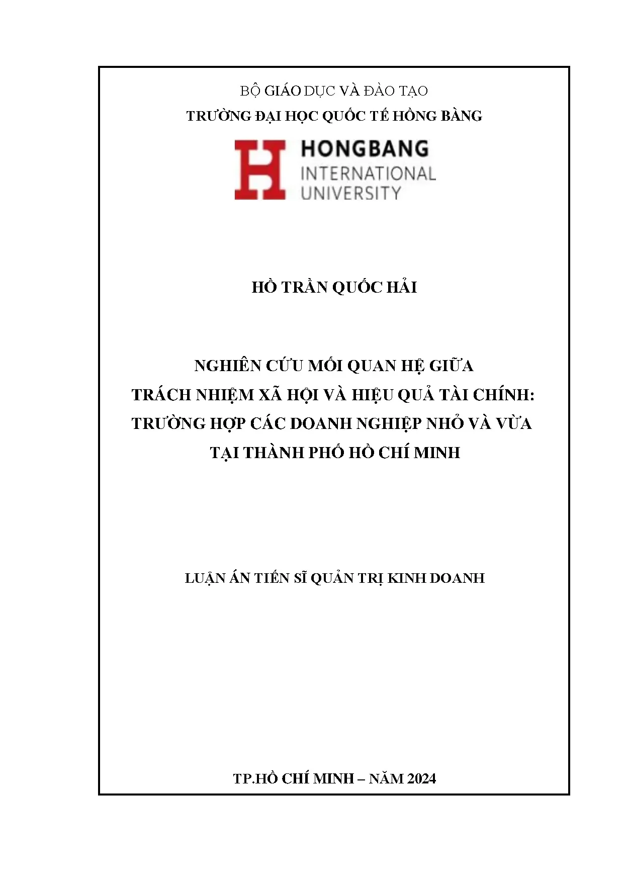 Nghiên cứu CSR và hiệu quả tài chính của DNNVV tại TP.HCM