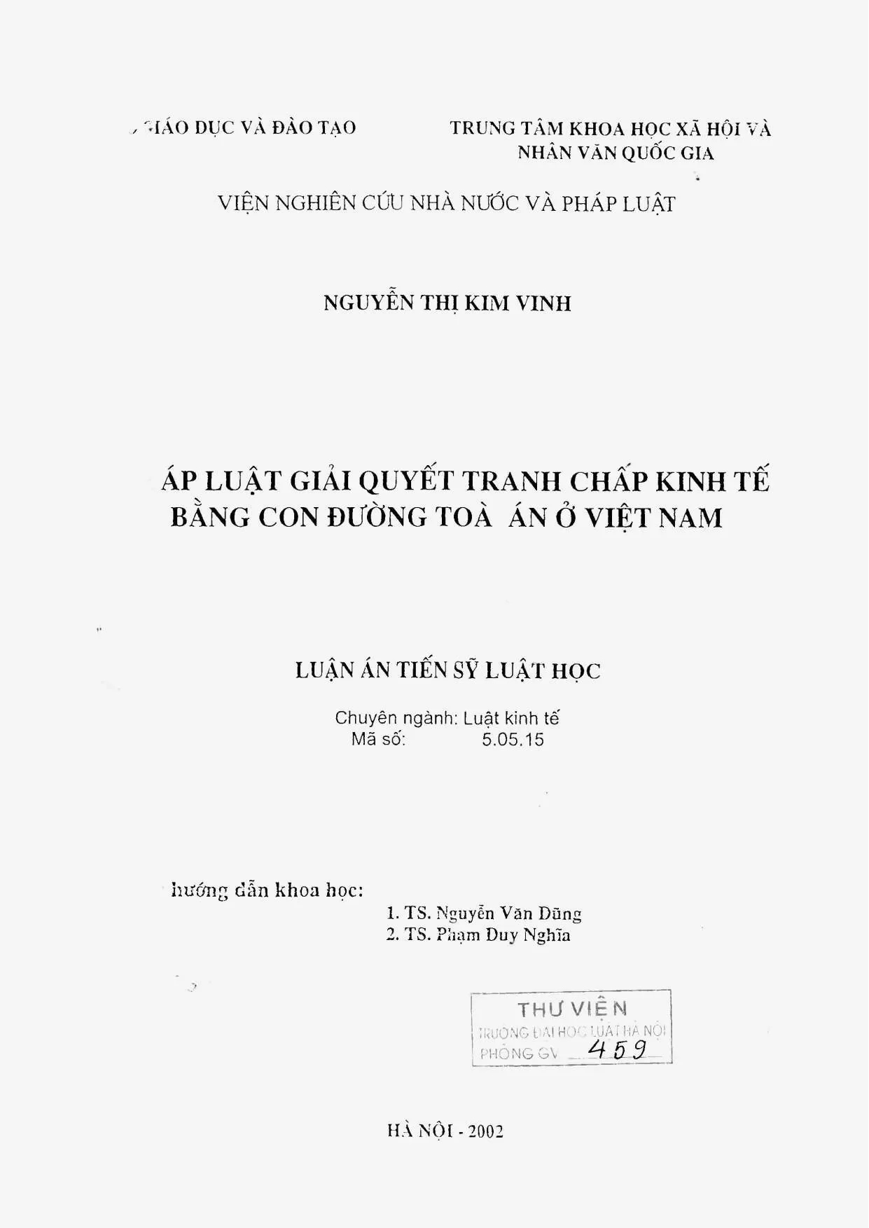 Giải quyết tranh chấp kinh tế bằng tòa án ở Việt Nam