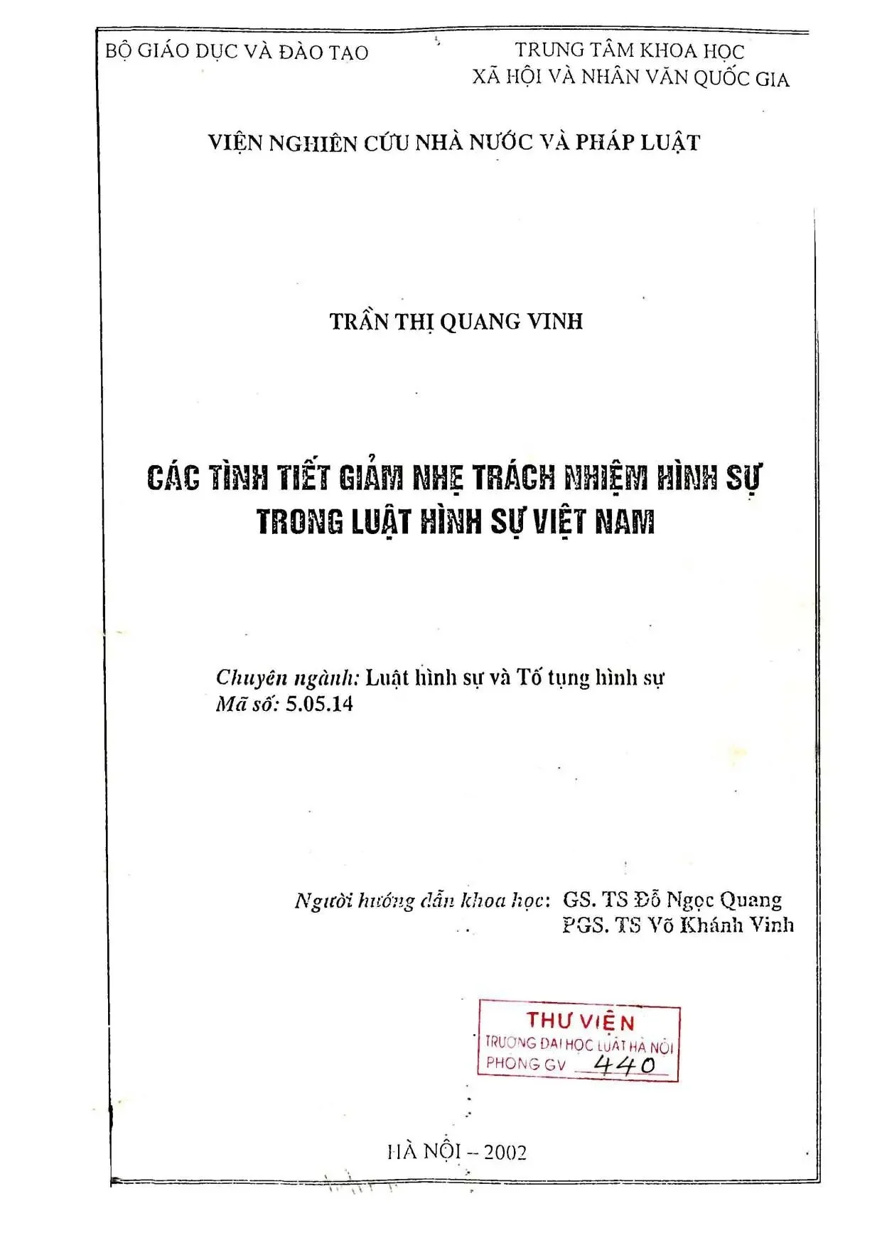 Tình tiết giảm nhẹ TNHS trong luật hình sự Việt Nam