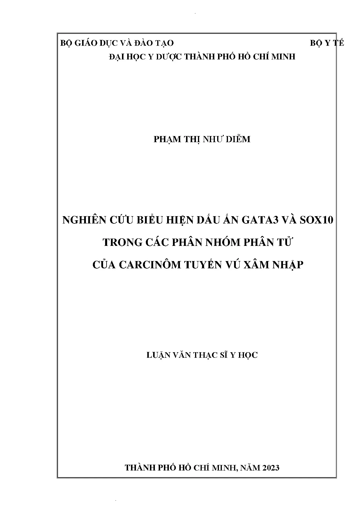 Nghiên cứu GATA3, SOX10 trong carcinôm tuyến vú xâm nhập