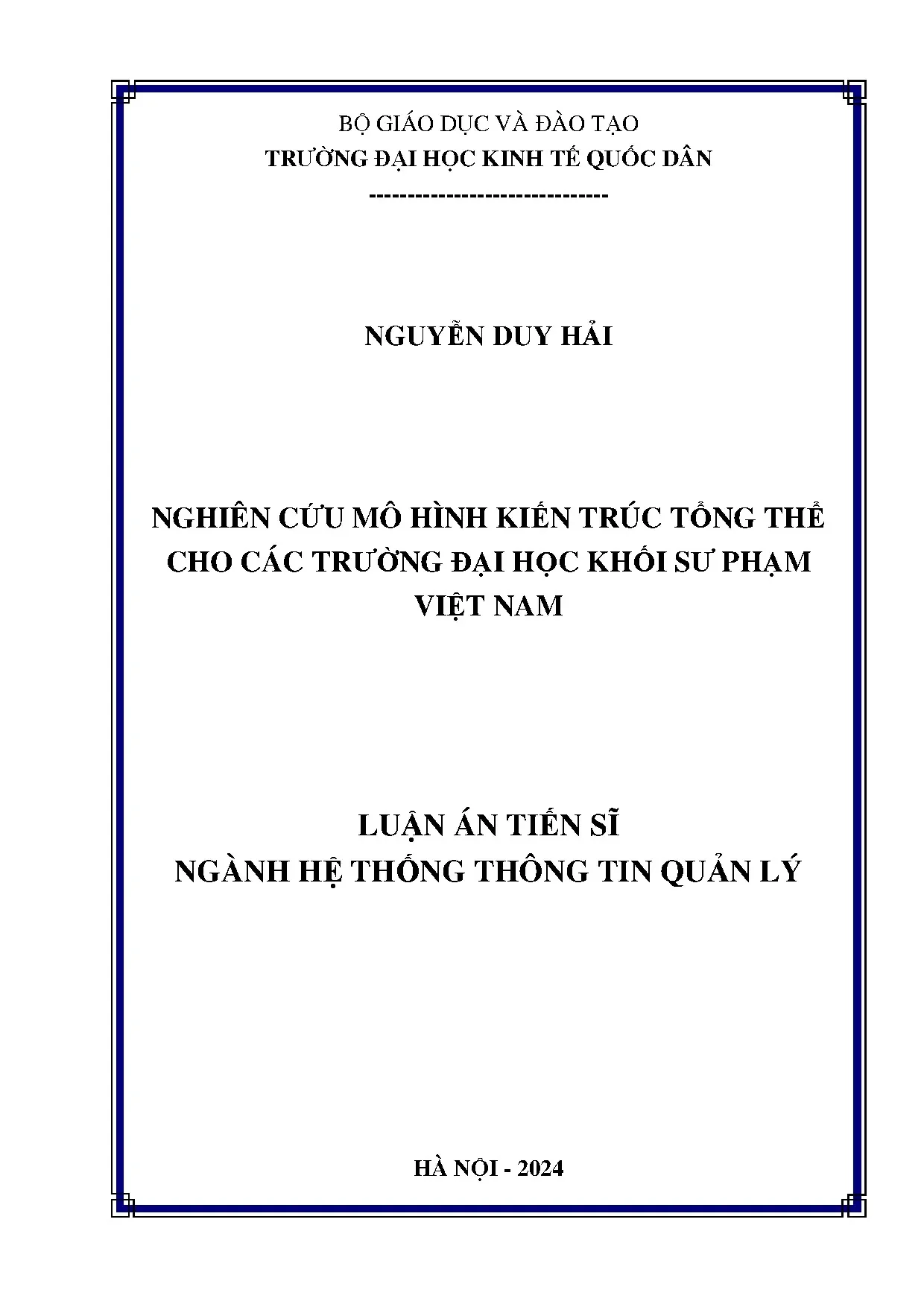 Nghiên cứu mô hình kiến trúc tổng thể ĐH Sư phạm Việt Nam
