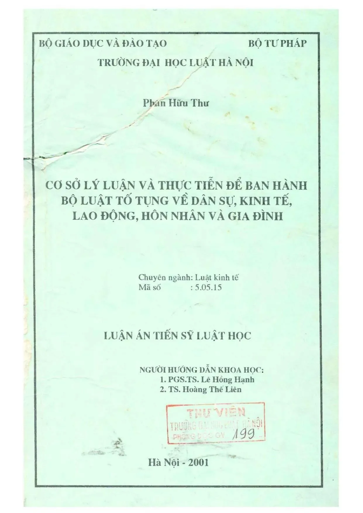 Luận án tiến sĩ về bộ luật tố tụng dân sự Việt Nam