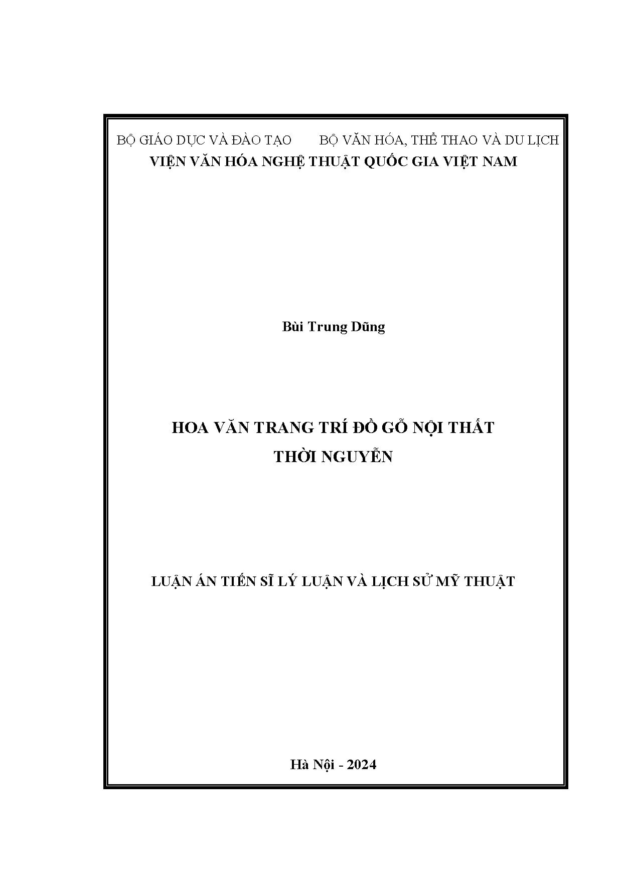 Luận án tiến sĩ về hoa văn trang trí đồ gỗ Nguyễn
