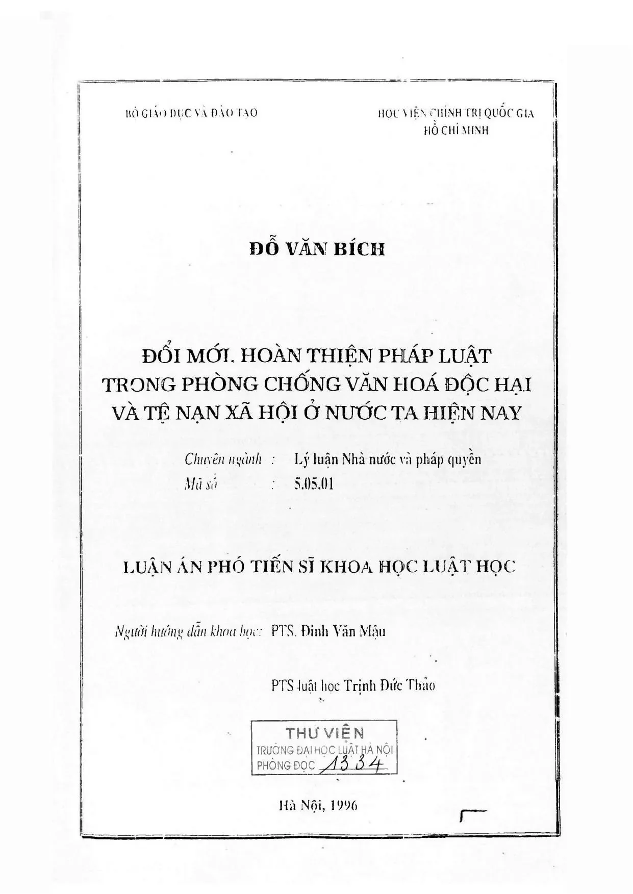 Luận án phó tiến sĩ khoa học luật học đổi mới hoàn thiện phá
