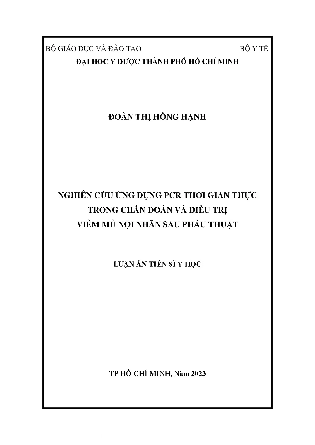 Nghiên cứu ứng dụng PCR trong chẩn đoán viêm mủ nội nhãn