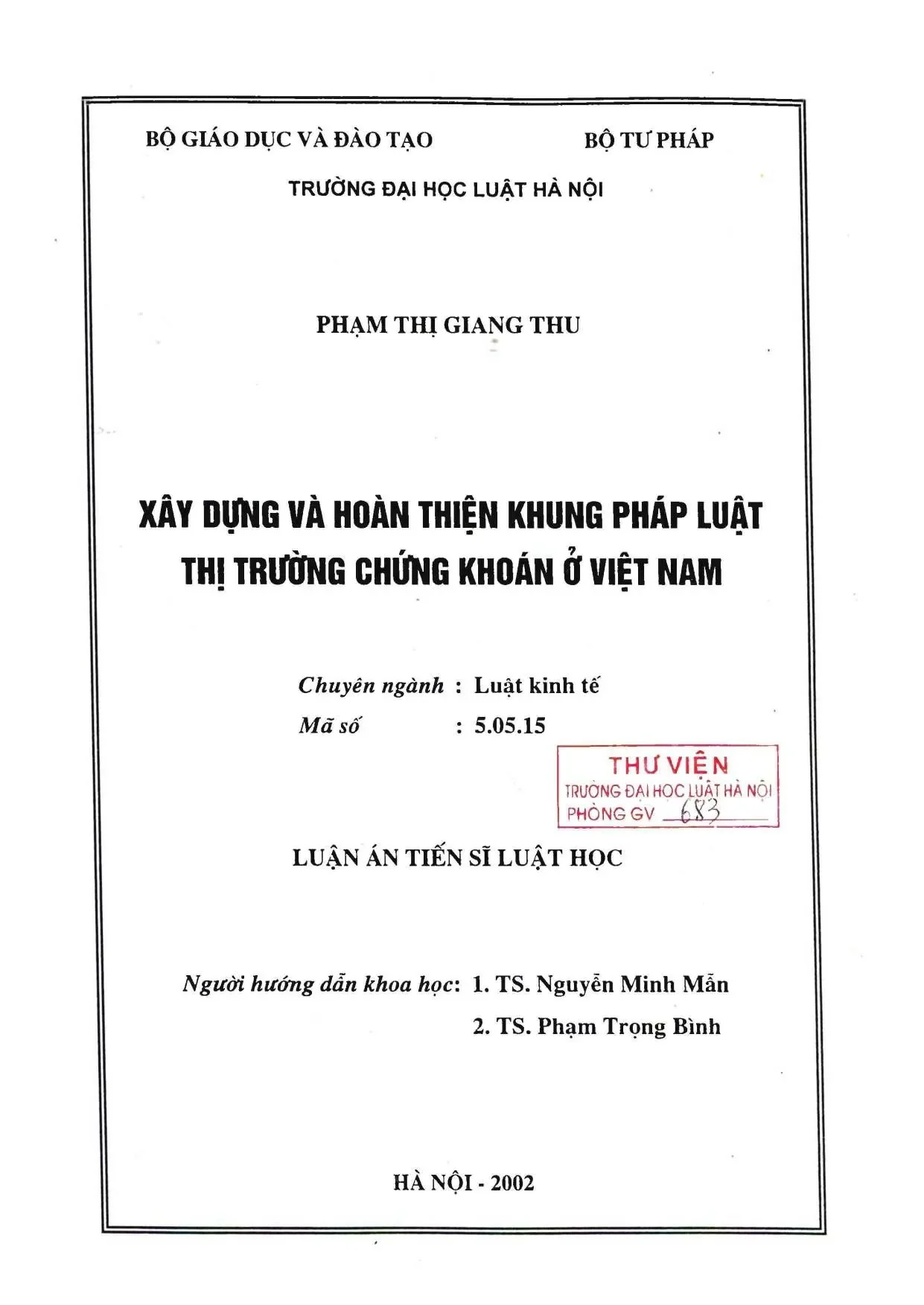 Hoàn thiện khung pháp luật thị trường chứng khoán Việt Nam