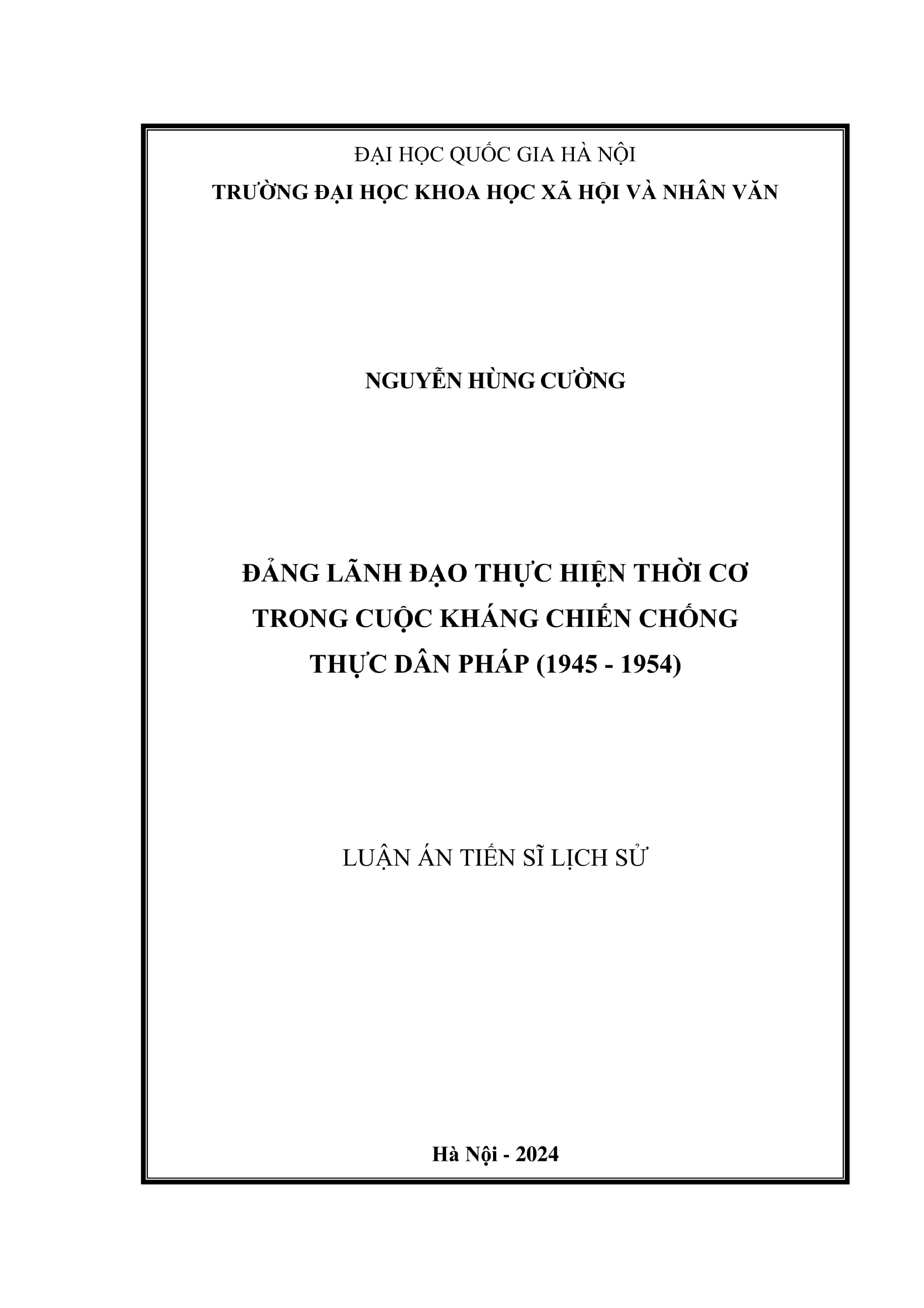 Đảng lãnh đạo thực hiện thời cơ kháng chiến chống Pháp 1945-1954