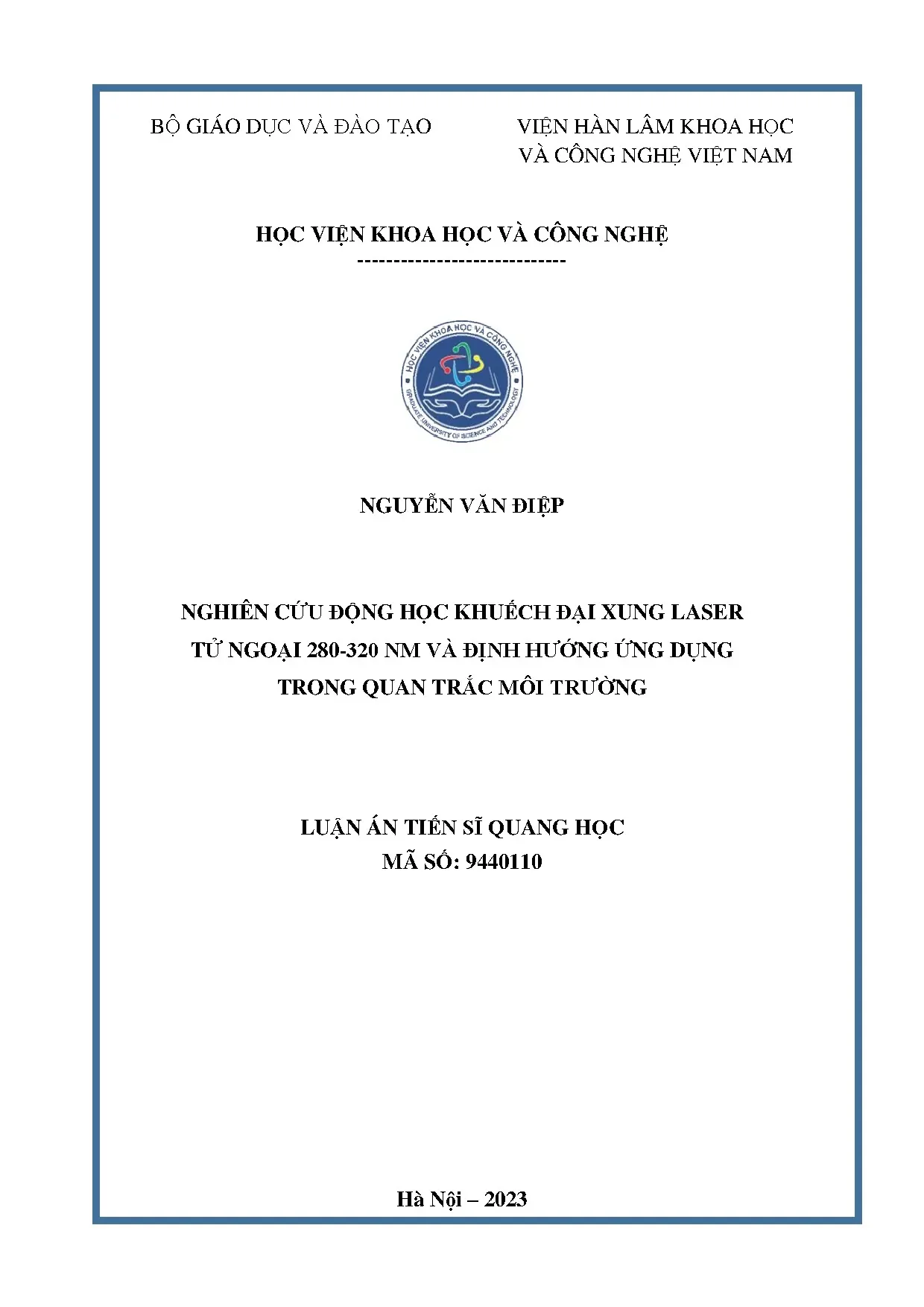 Nghiên cứu động học khuếch đại laser tử ngoại