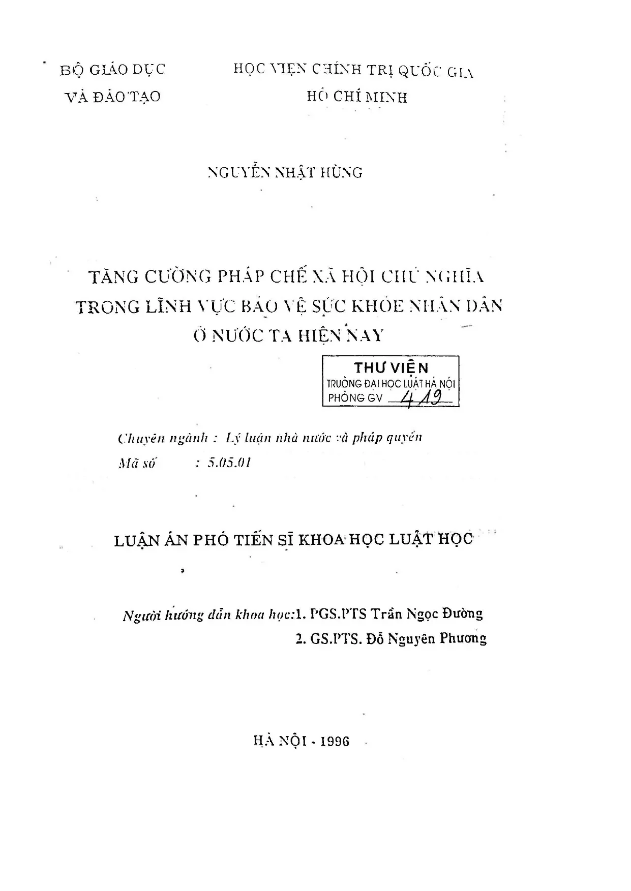 Luận án phó tiến sĩ khoa học luật học tăng cường pháp chế xã