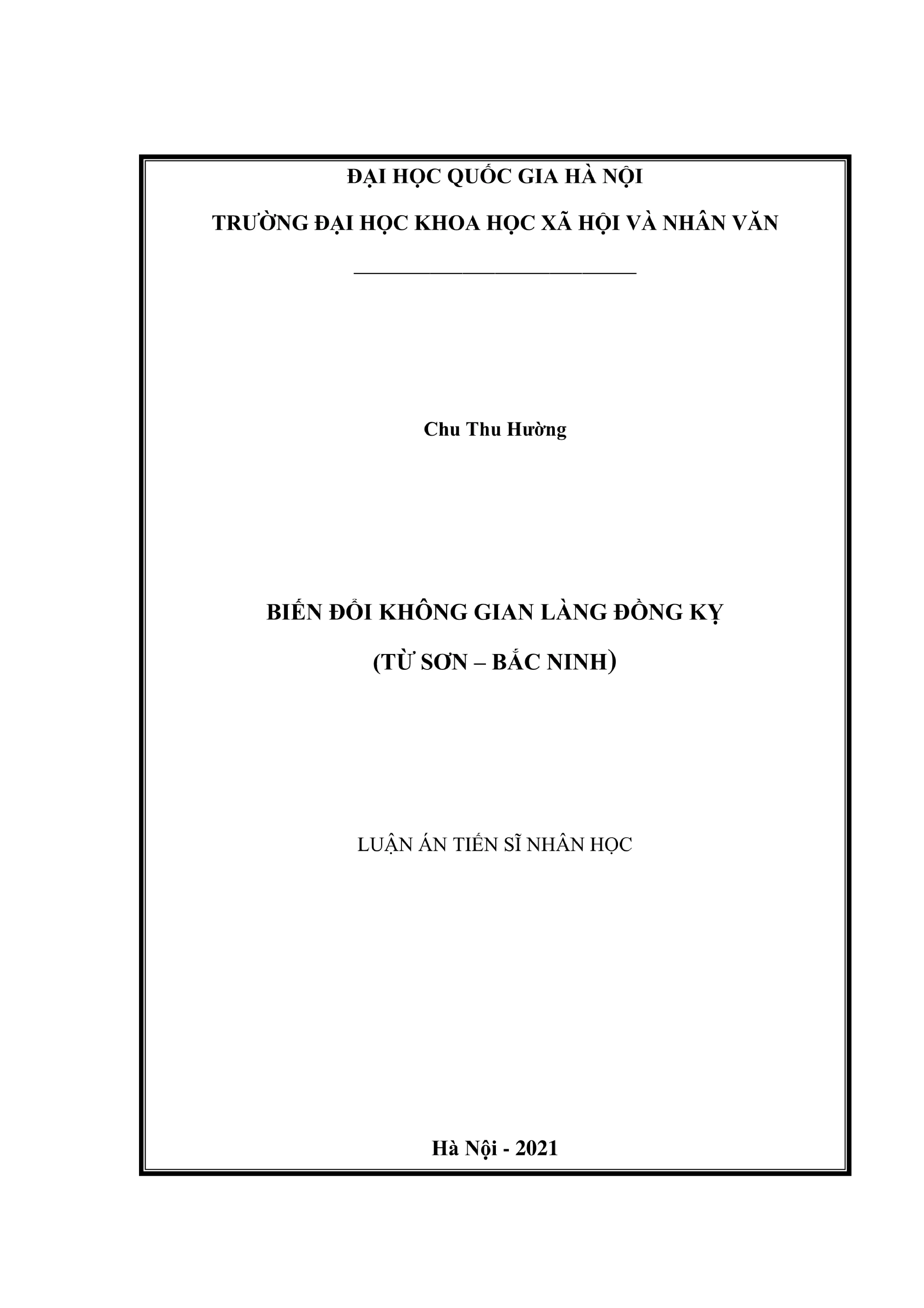 Biến đổi không gian làng Đồng Kỵ (Bắc Ninh) - Luận án Nhân học