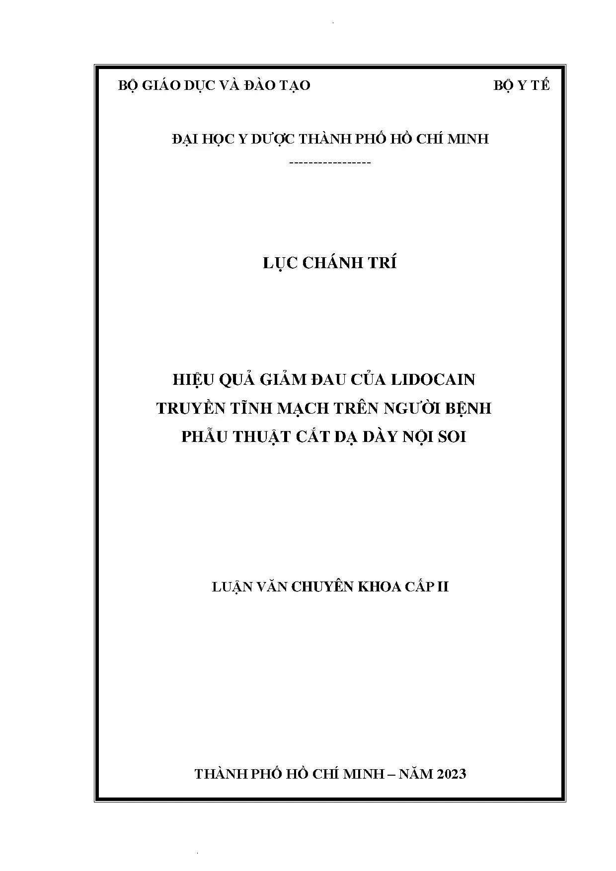 Hiệu quả Lidocain IV giảm đau phẫu thuật cắt dạ dày