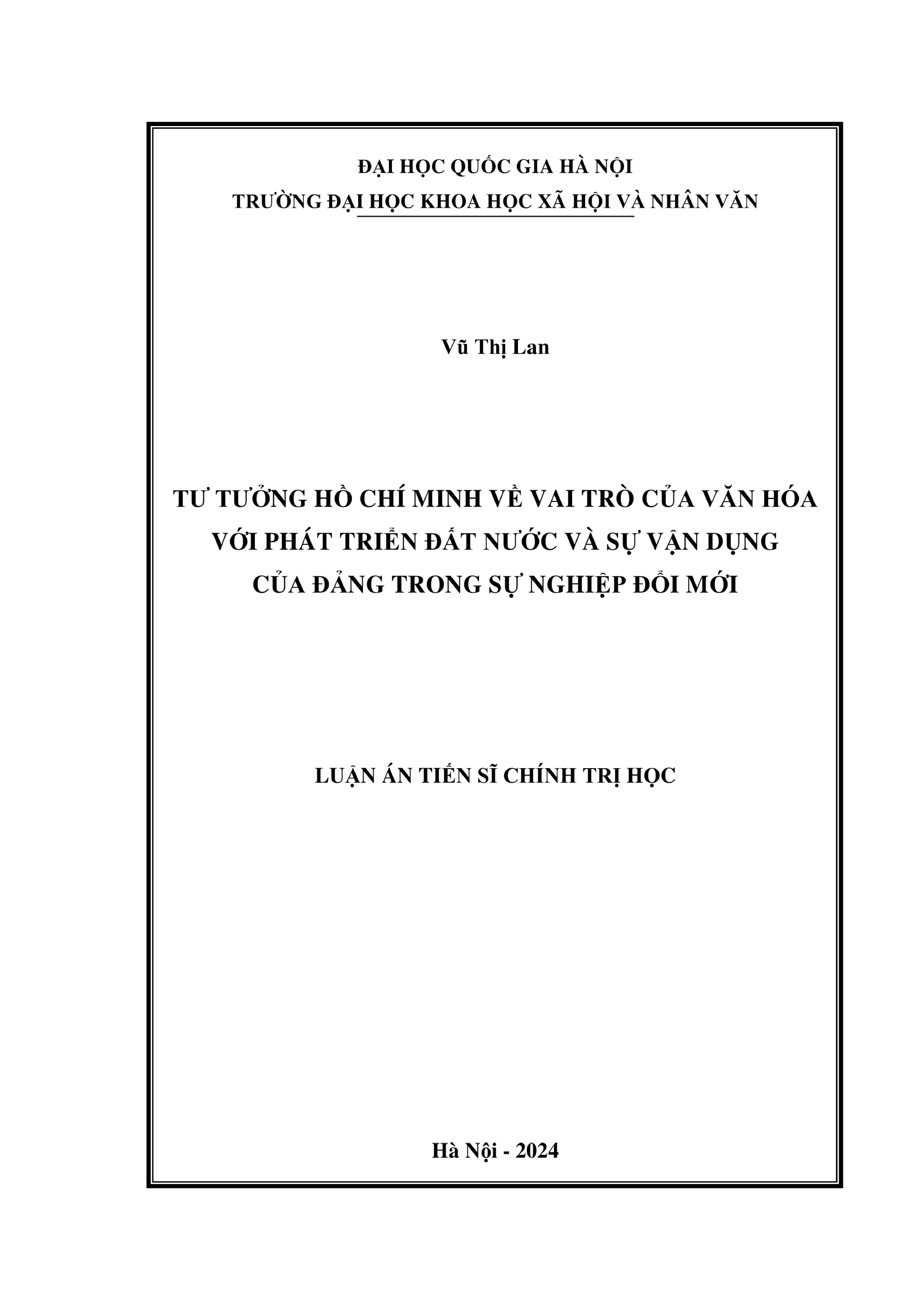 Tư tưởng Hồ Chí Minh về văn hóa và phát triển đất nước
