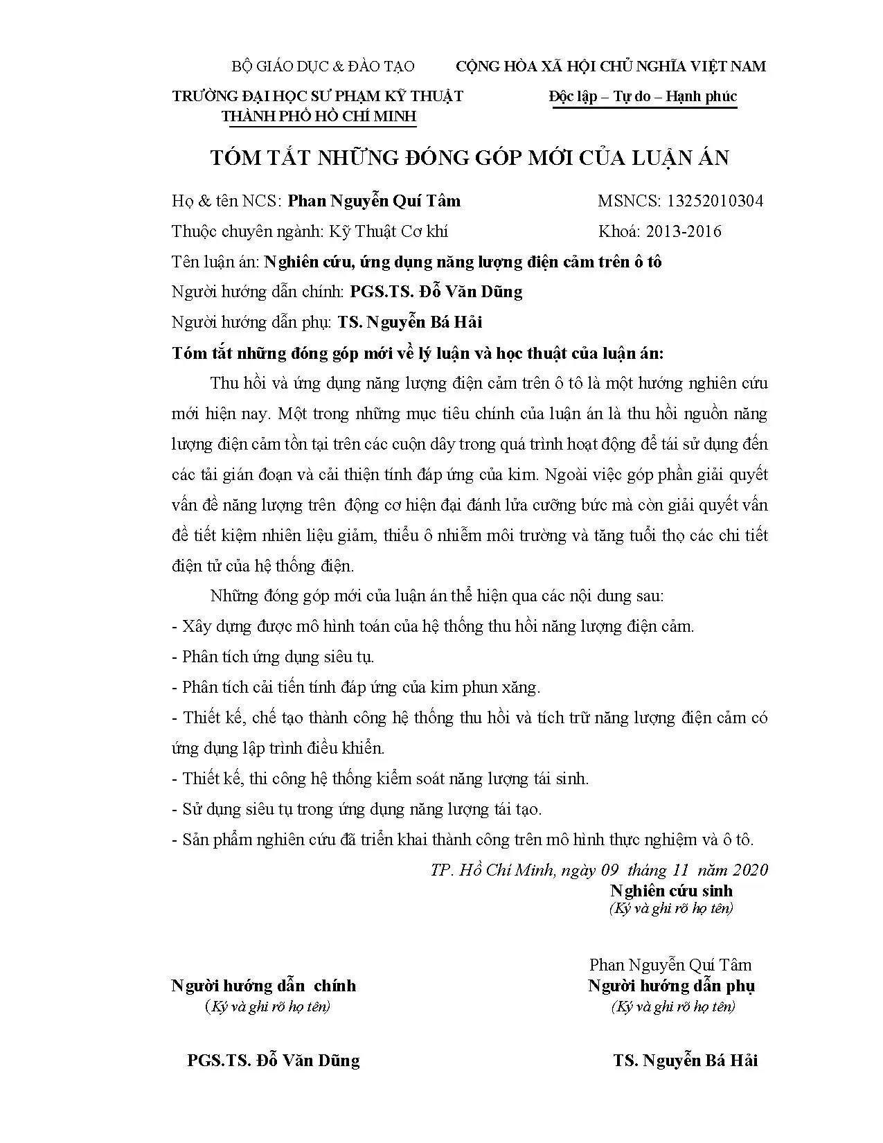 Nghiên cứu ứng dụng năng lượng điện cảm tái tạo trên ô tô