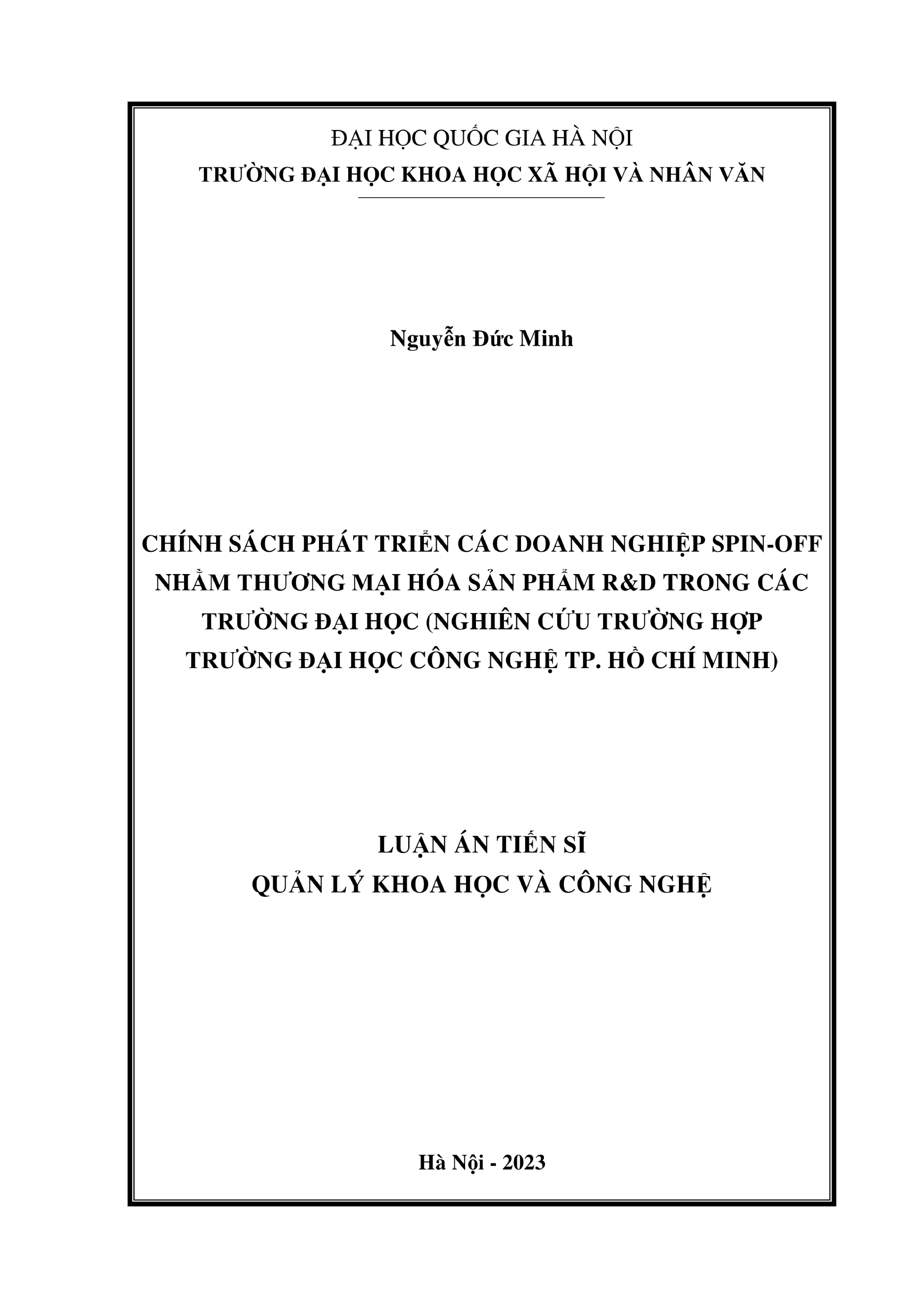 Chính sách phát triển doanh nghiệp spin-off, thương mại hóa R&D