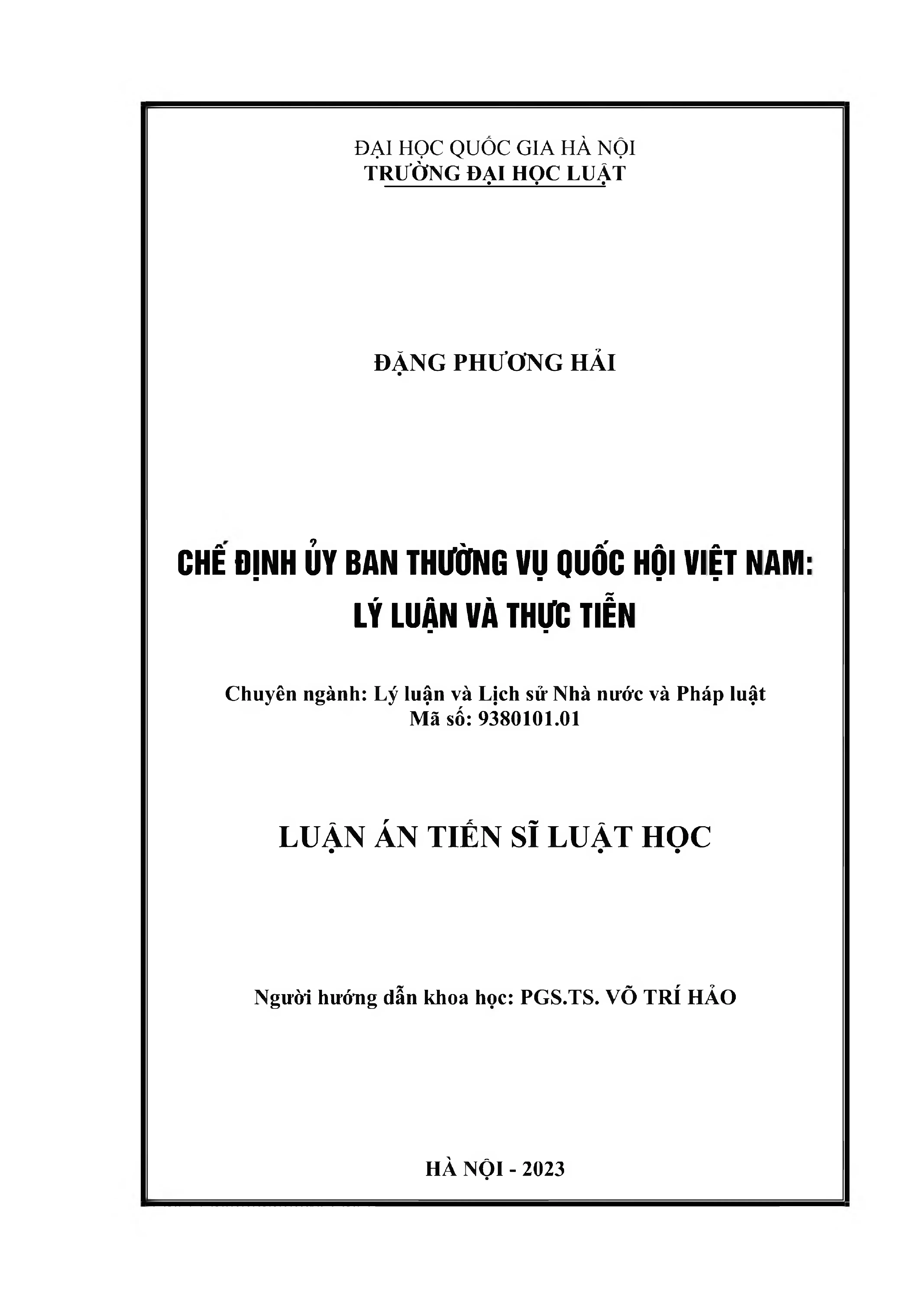 Chế định UBTVQH Việt Nam: Lý luận, thực tiễn, giải pháp