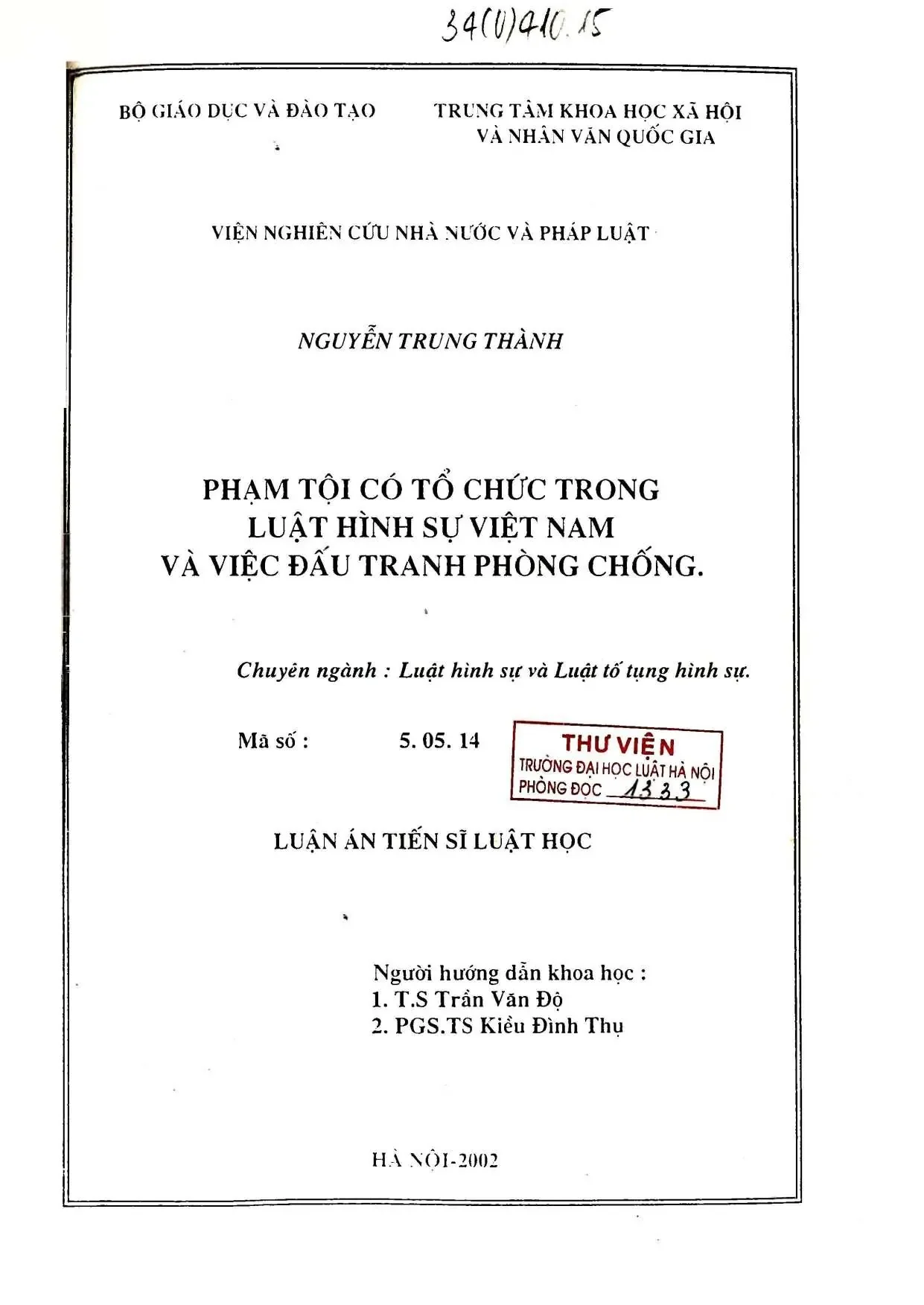 Phạm tội có tổ chức trong Luật hình sự VN & đấu tranh phòng chống