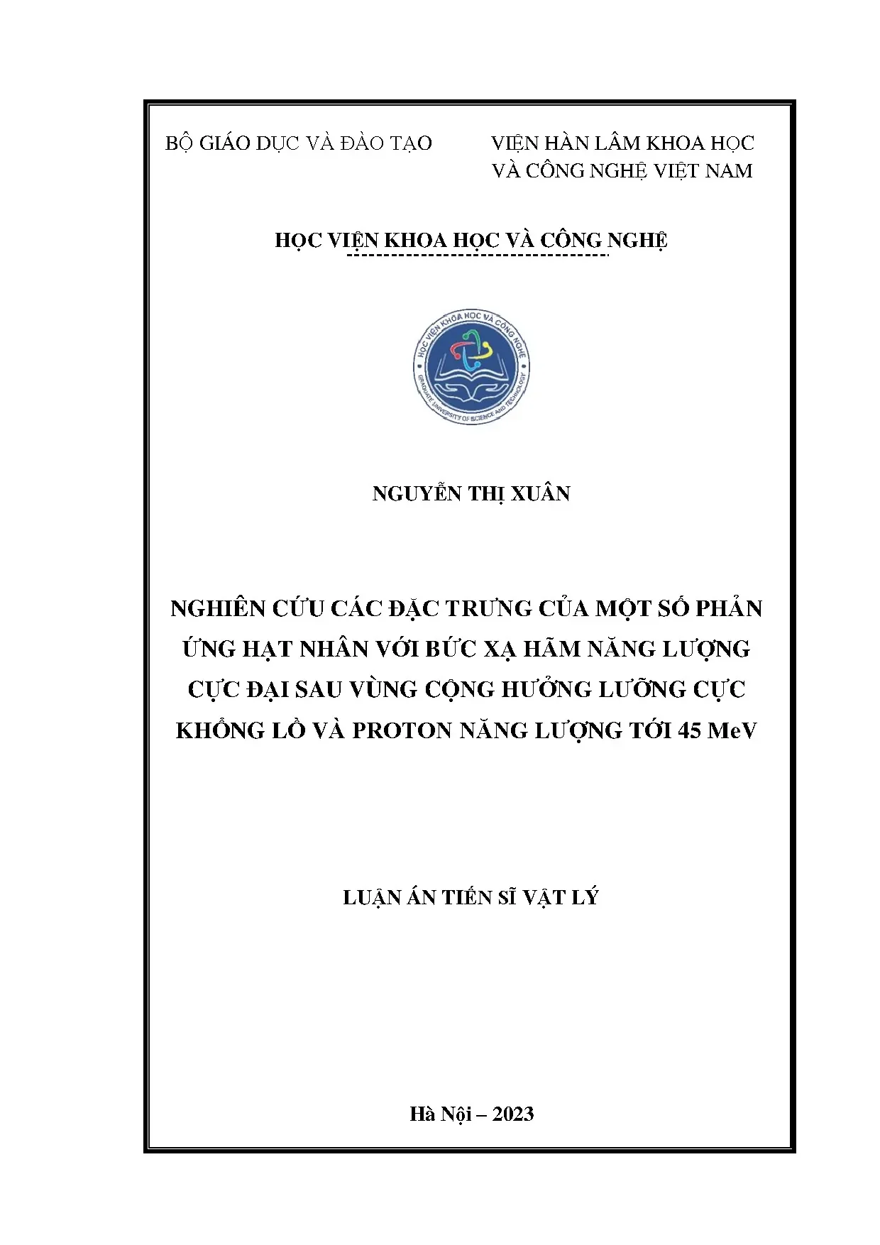 Nghiên cứu phản ứng hạt nhân: bức xạ hãm & proton 45 MeV