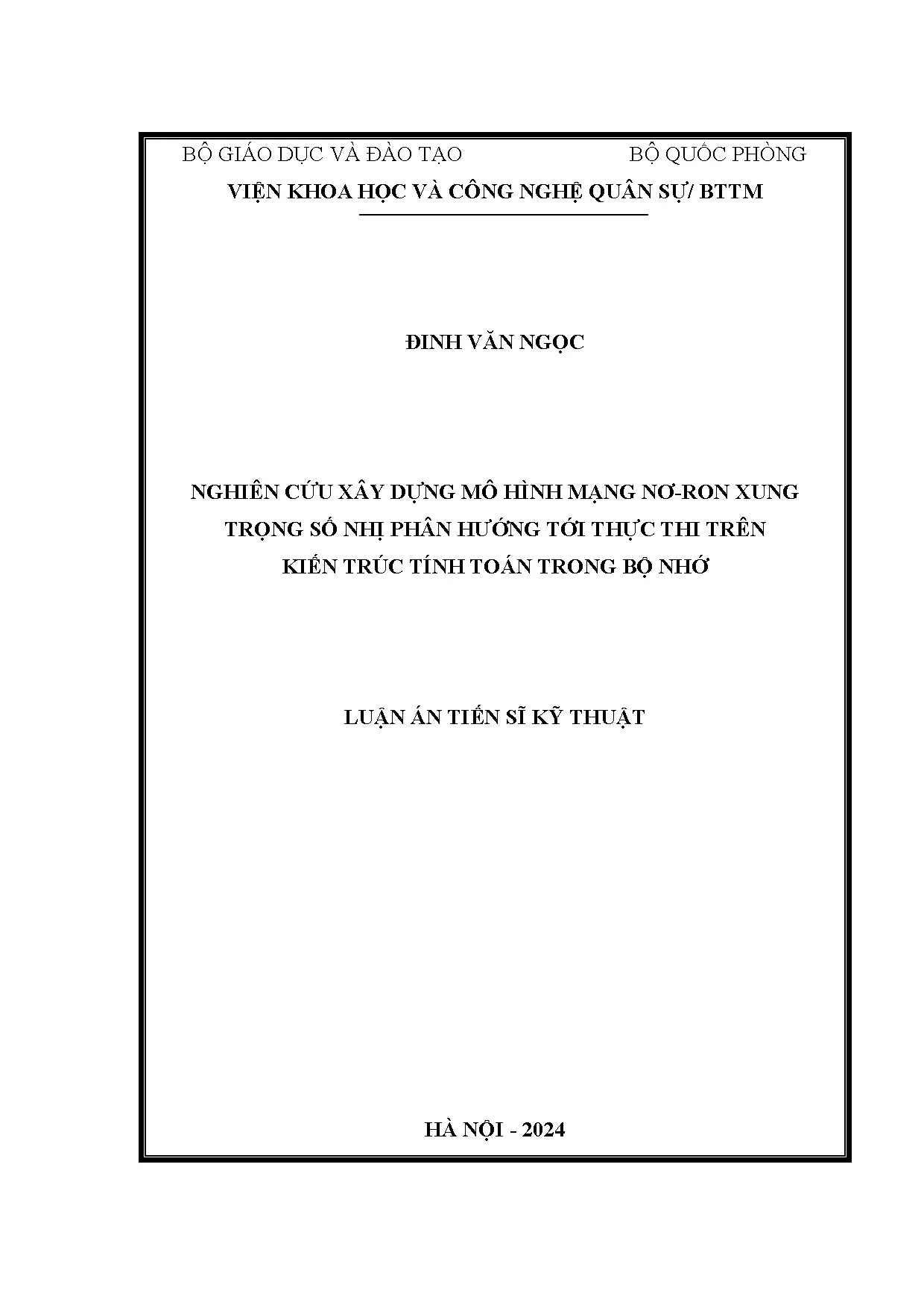 Mô hình mạng nơ ron xung trọng số nhị phân trong tính toán