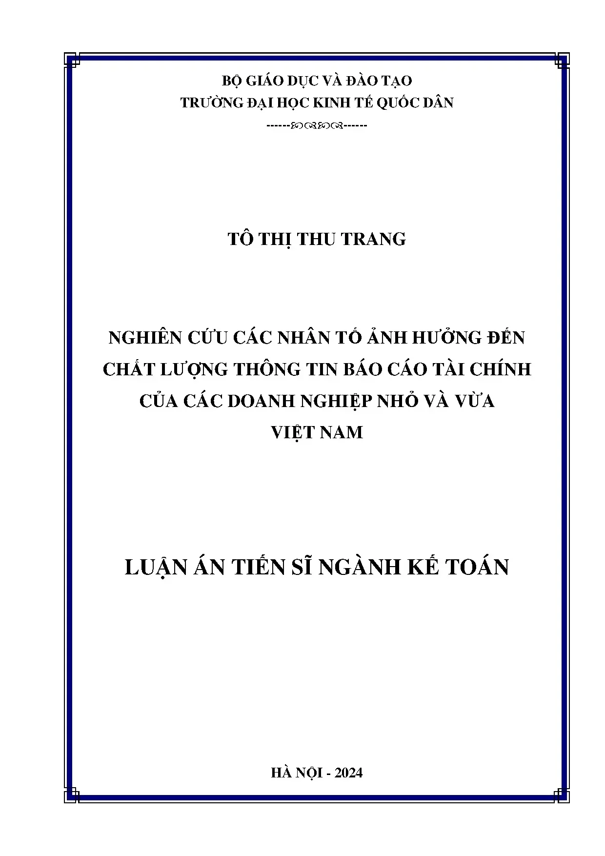 Nghiên cứu chất lượng thông tin báo cáo tài chính