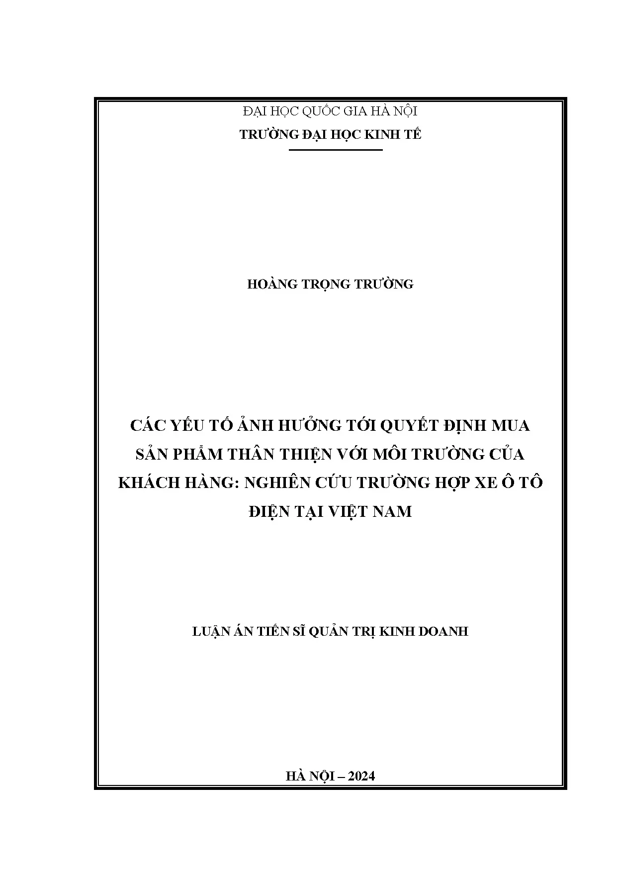 Yếu tố ảnh hưởng quyết định mua ô tô điện thân thiện môi trường
