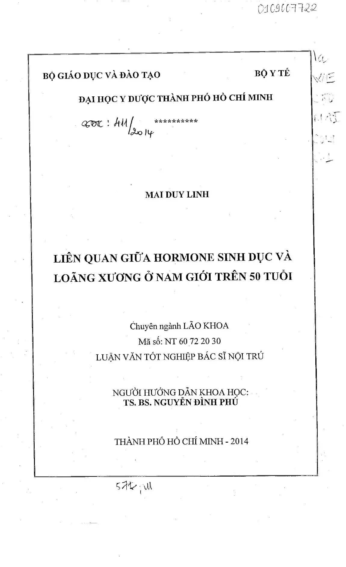 Liên quan giữa hormone sinh dục và loãng xương ở nam giới tr