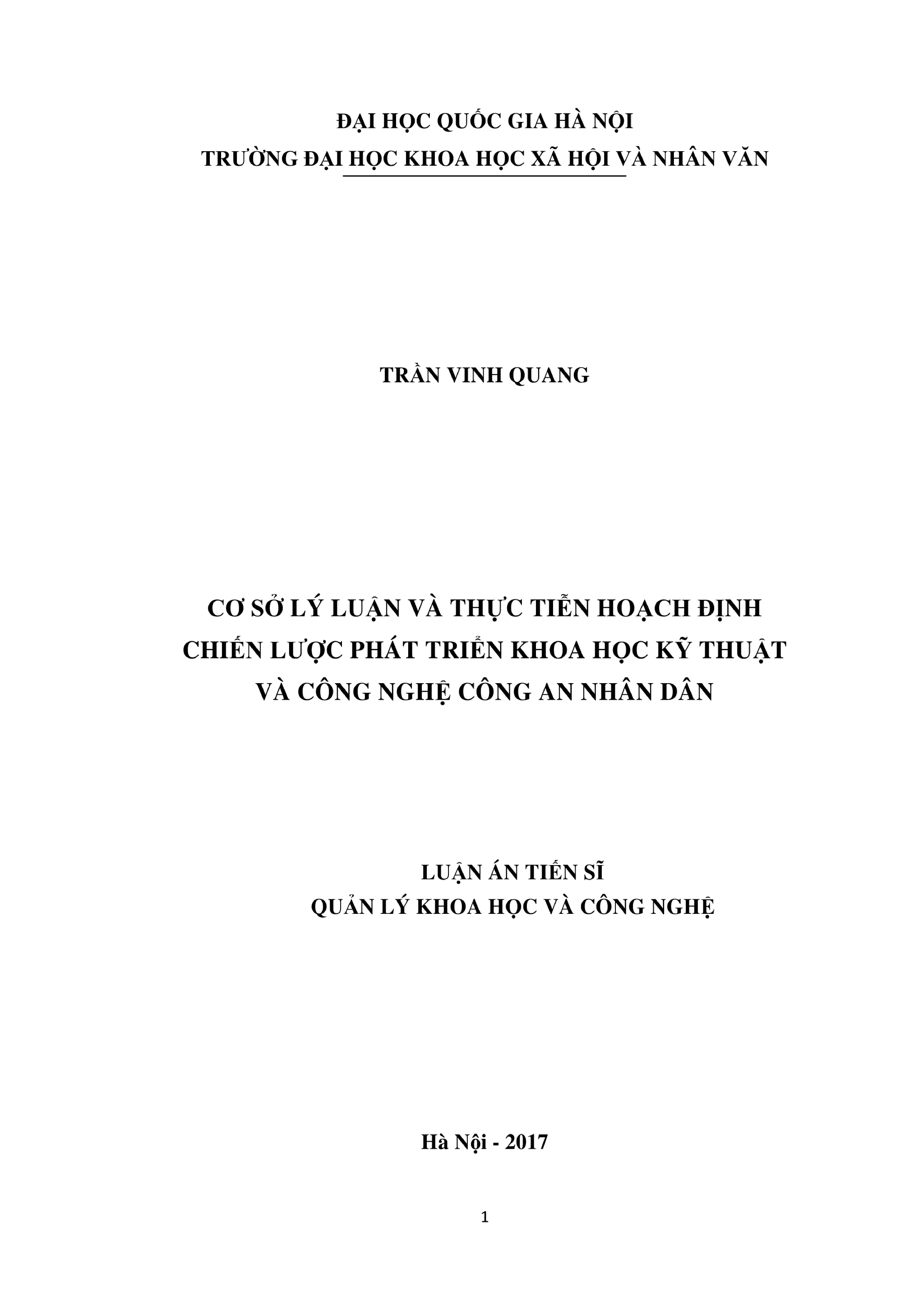Quản lý & hoạch định chiến lược KHCN Công an Nhân dân