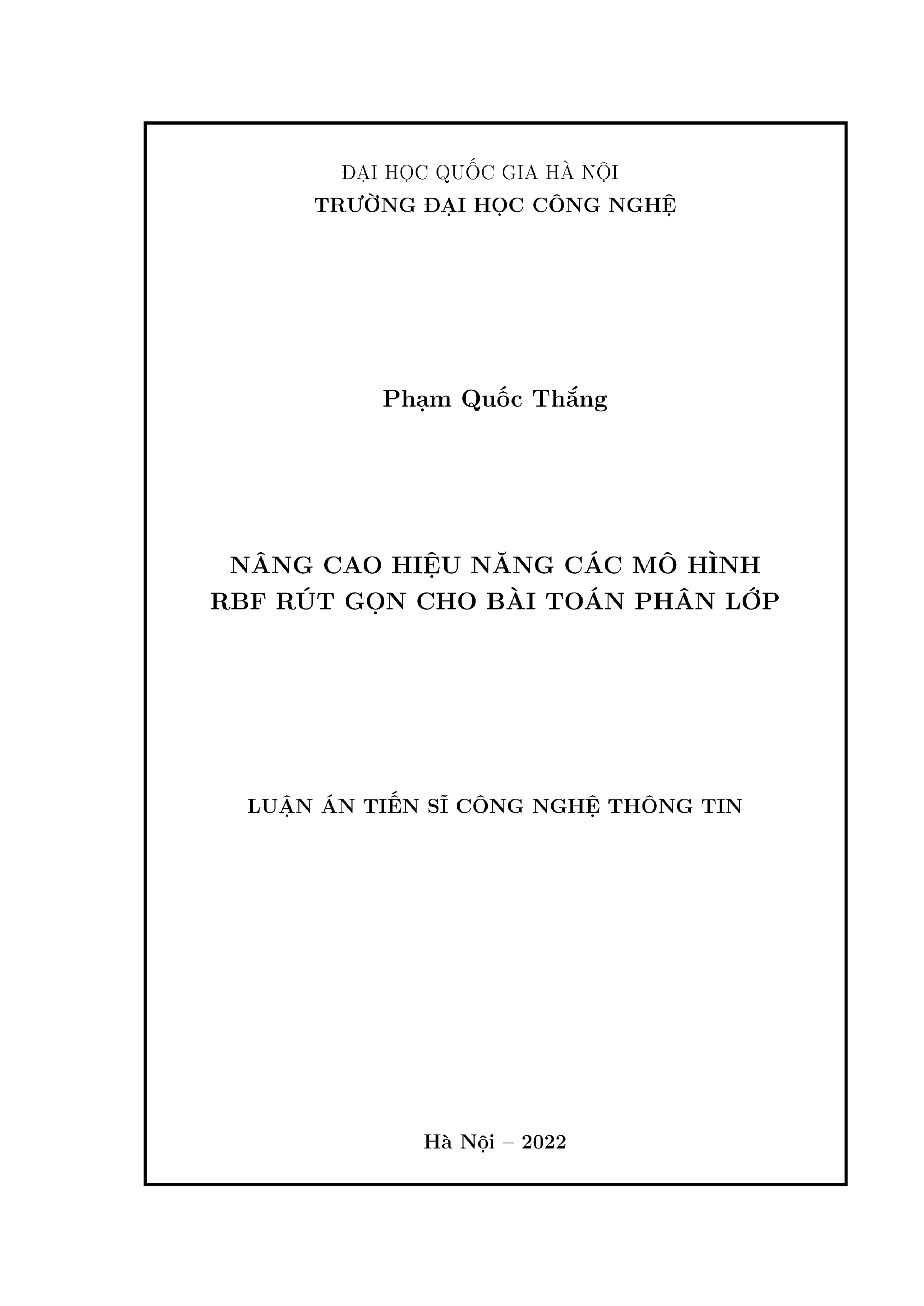 Nâng cao hiệu năng mô hình RBF rút gọn cho phân lớp
