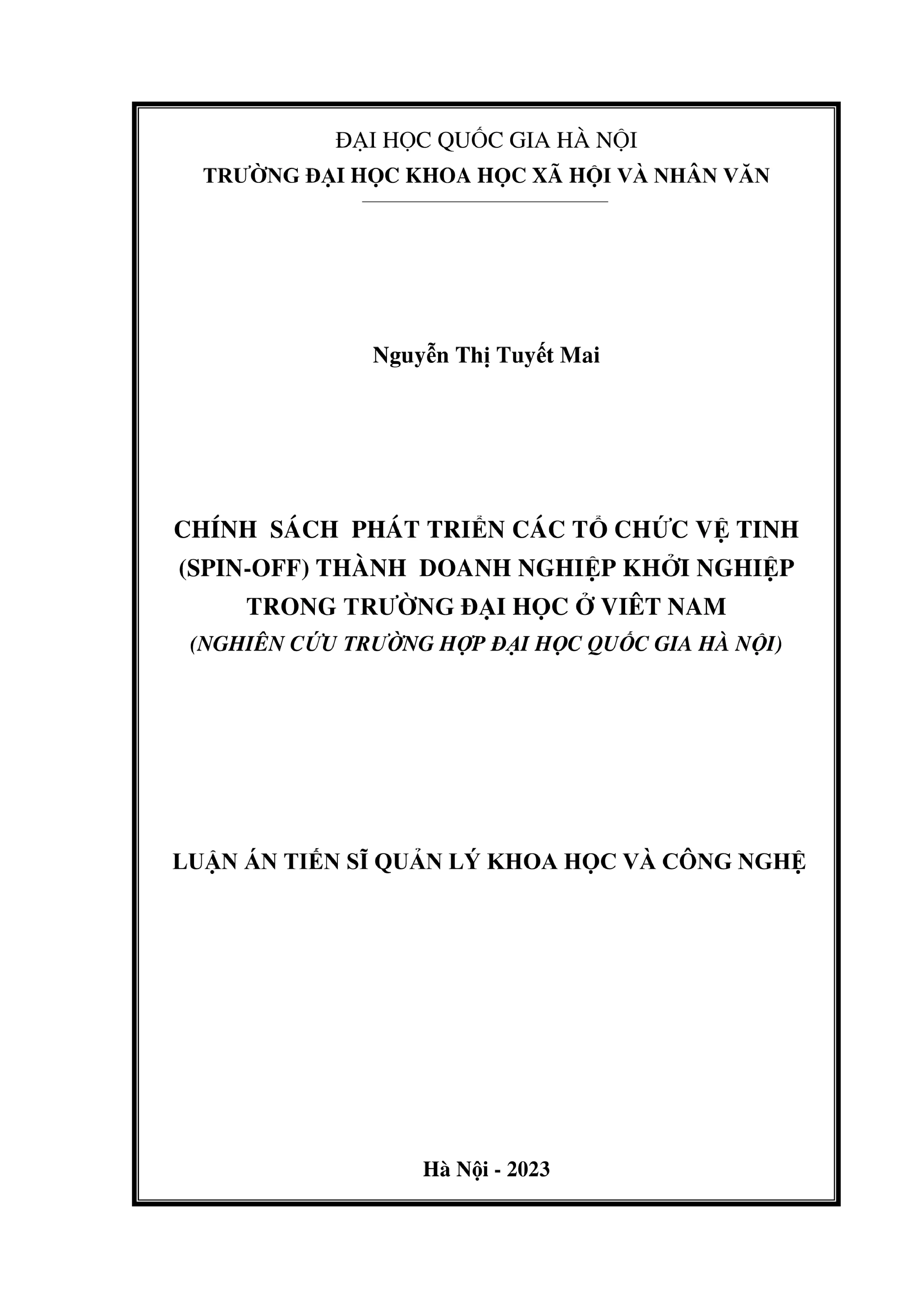 Chính sách phát triển tổ chức spin-off tại Việt Nam