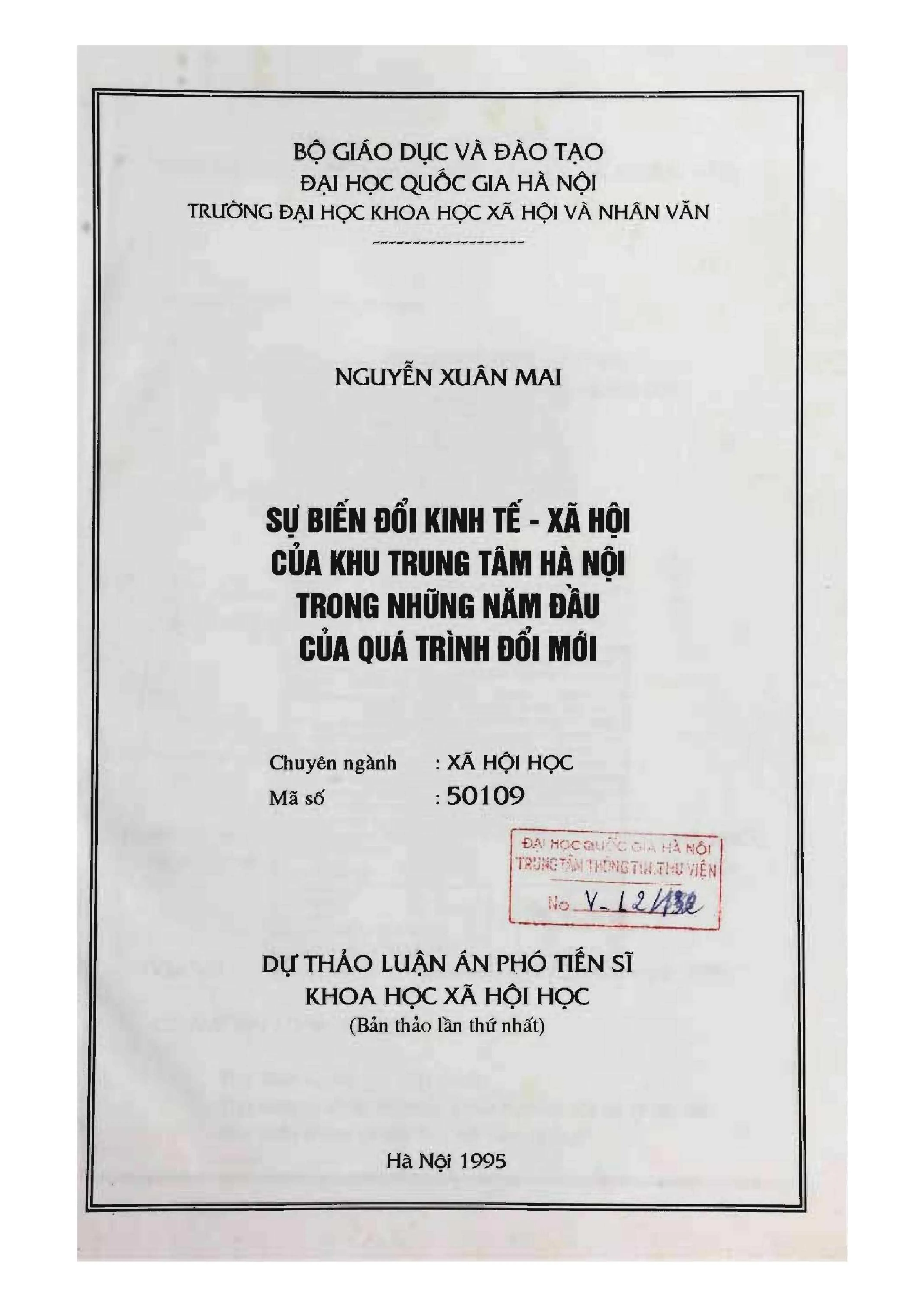 Luận án phó tiến sĩ xã hội học sự biến đổi kinh tế xã hội củ