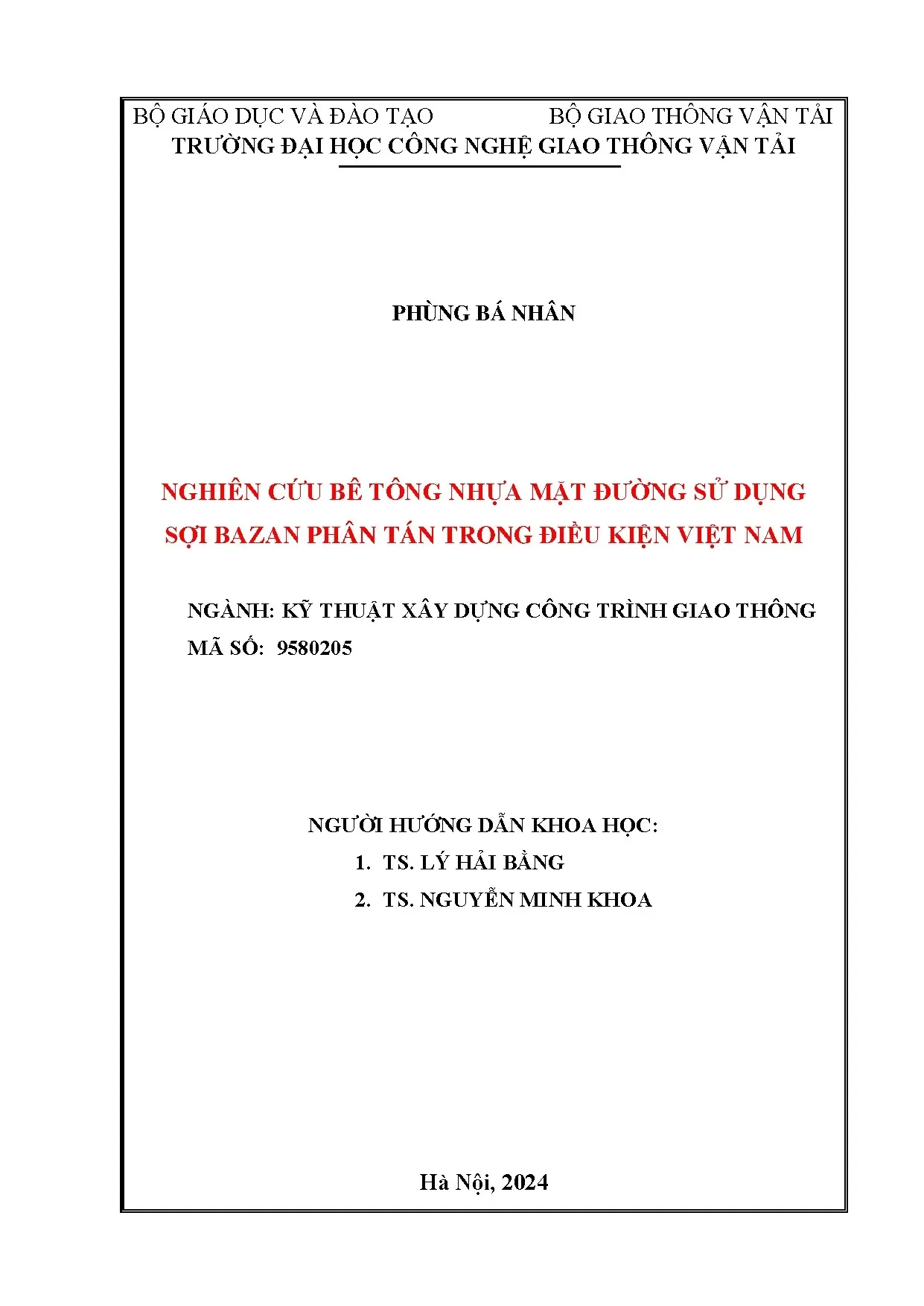 Luận án tiến sĩ nghiên cứu bê tông nhựa mặt đường sử dụng sợ