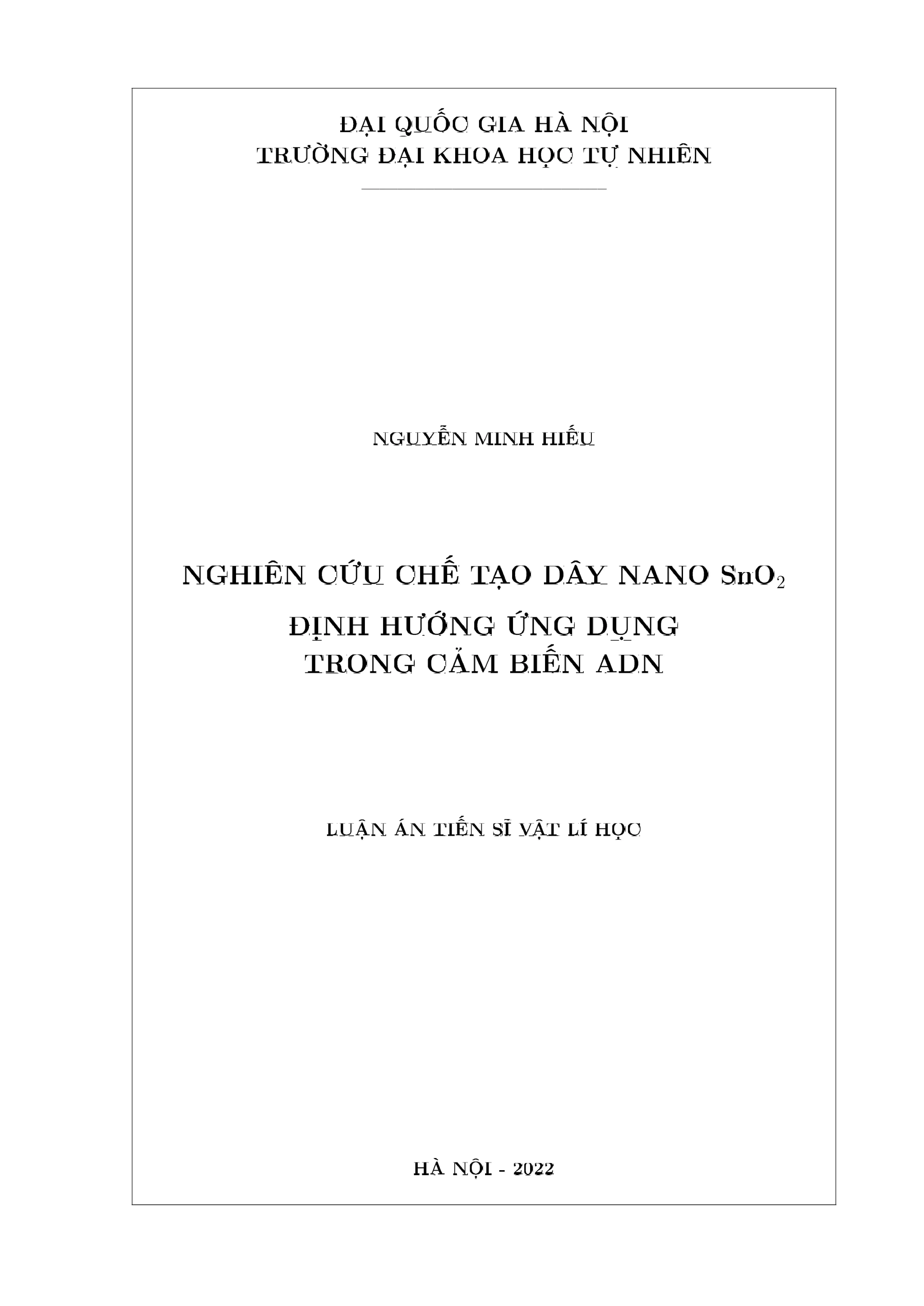 Nghiên cứu chế tạo dây nano SnO2 ứng dụng cảm biến ADN