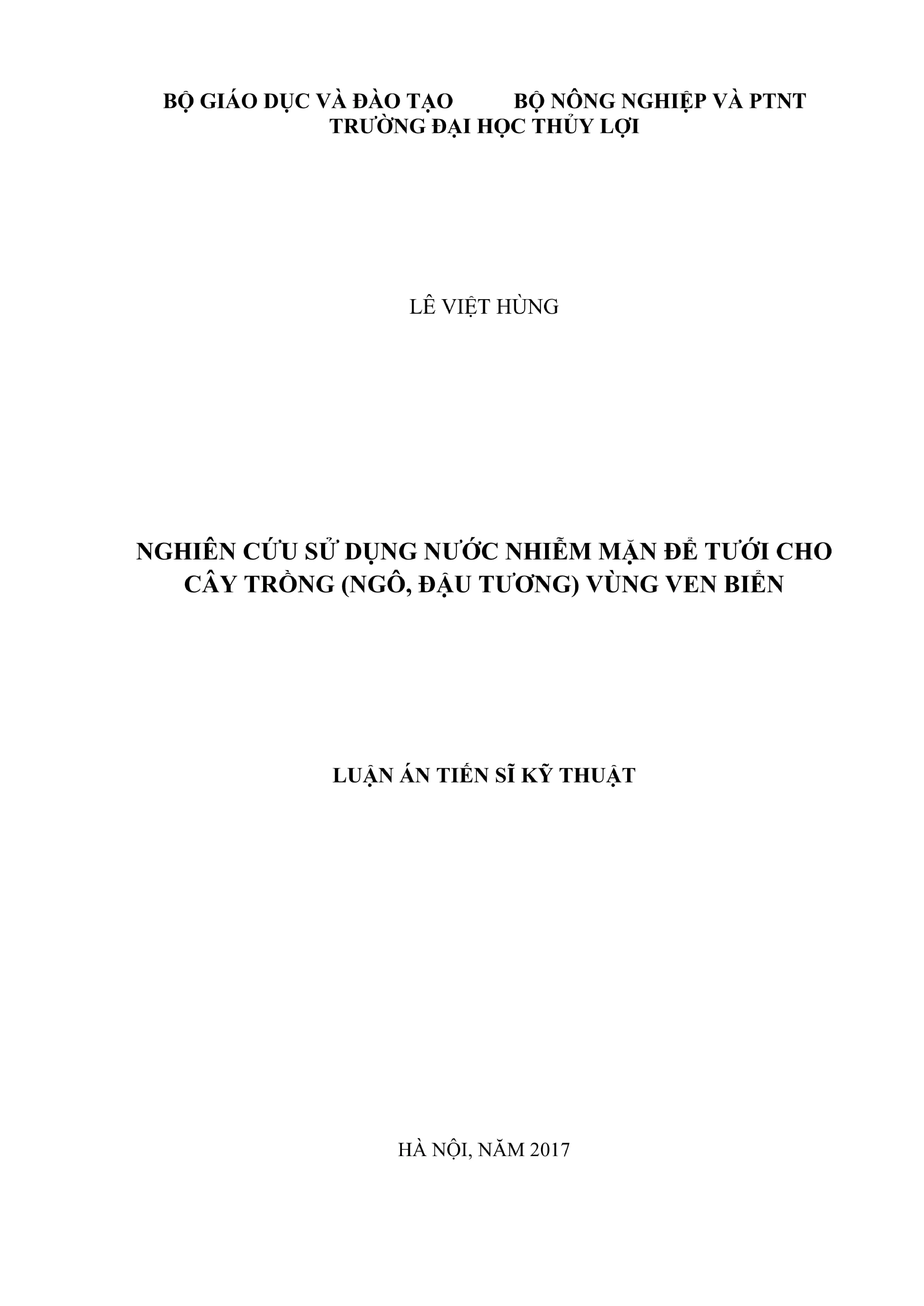 Tưới nước nhiễm mặn cho ngô, đậu tương vùng ven biển