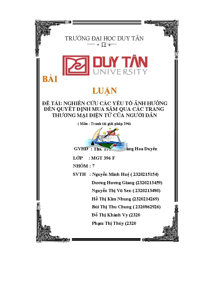 Nghiên cứu các yếu tố ảnh hưởng đến quyết định mua sắm qua c