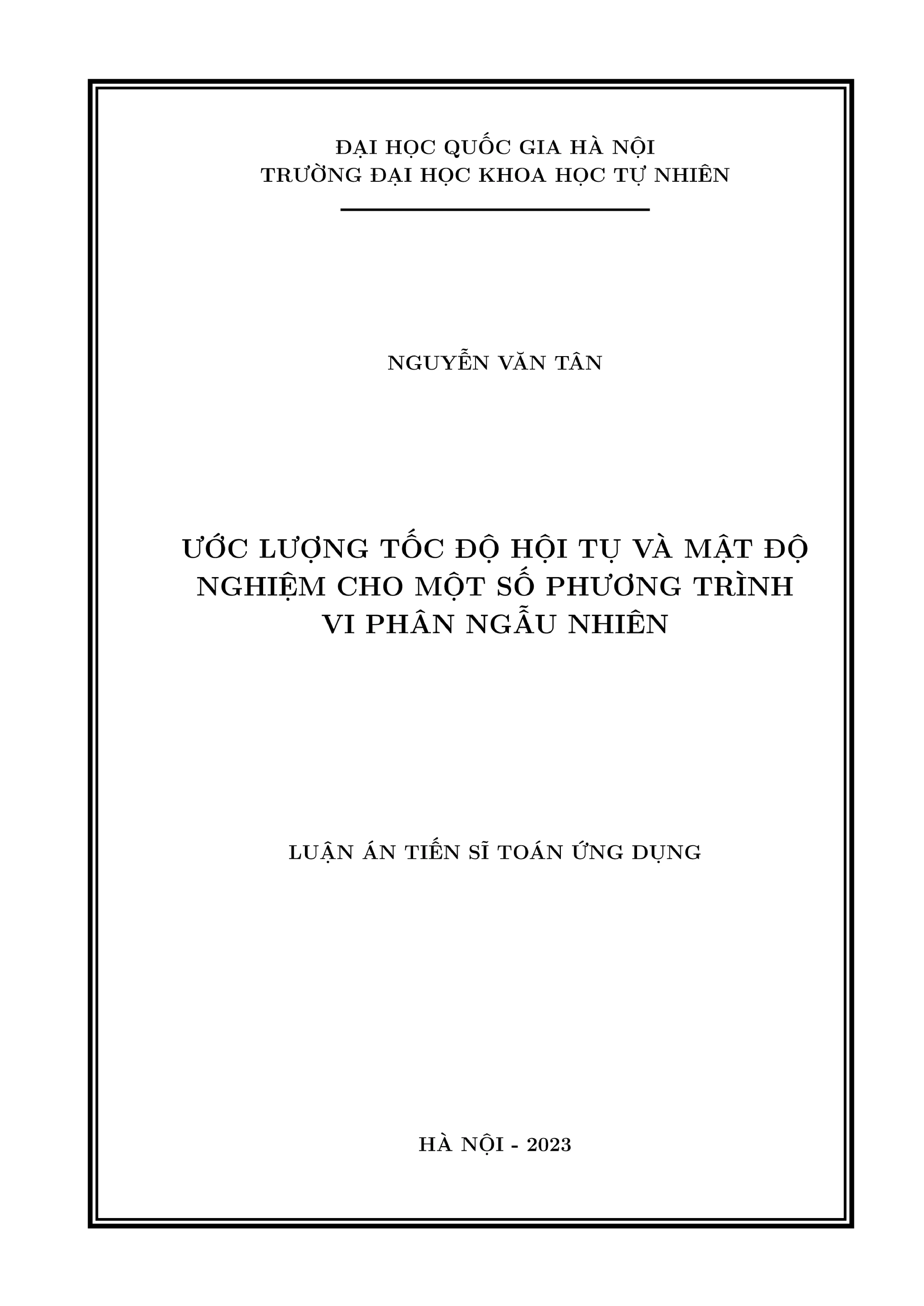 Ước lượng tốc độ hội tụ & mật độ nghiệm PTVP ngẫu nhiên