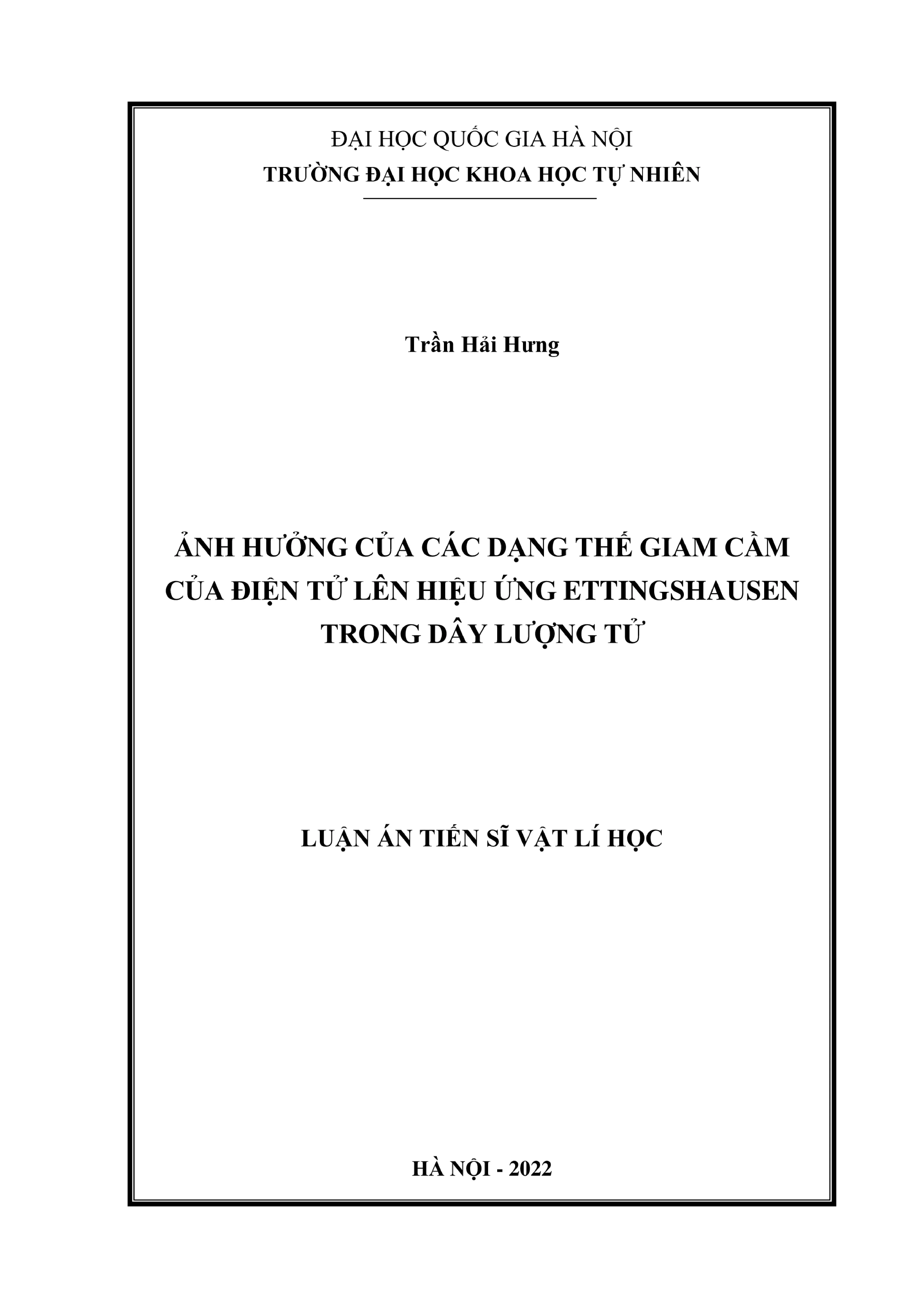 Ảnh hưởng thế giam cầm điện tử lên Ettingshausen trong dây lượng tử