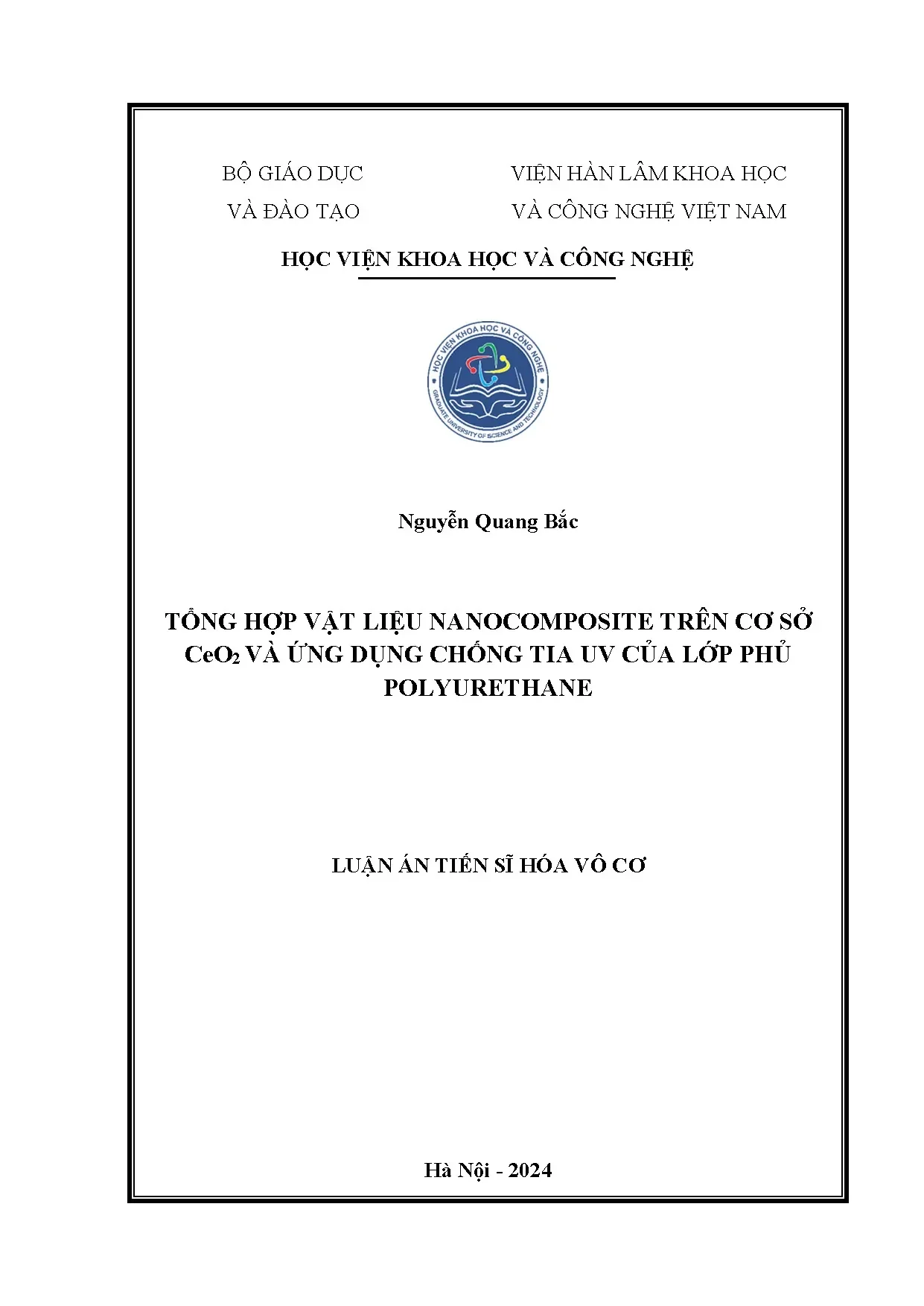 Tổng hợp nanocomposite CeO2 & ứng dụng chống UV lớp phủ PU
