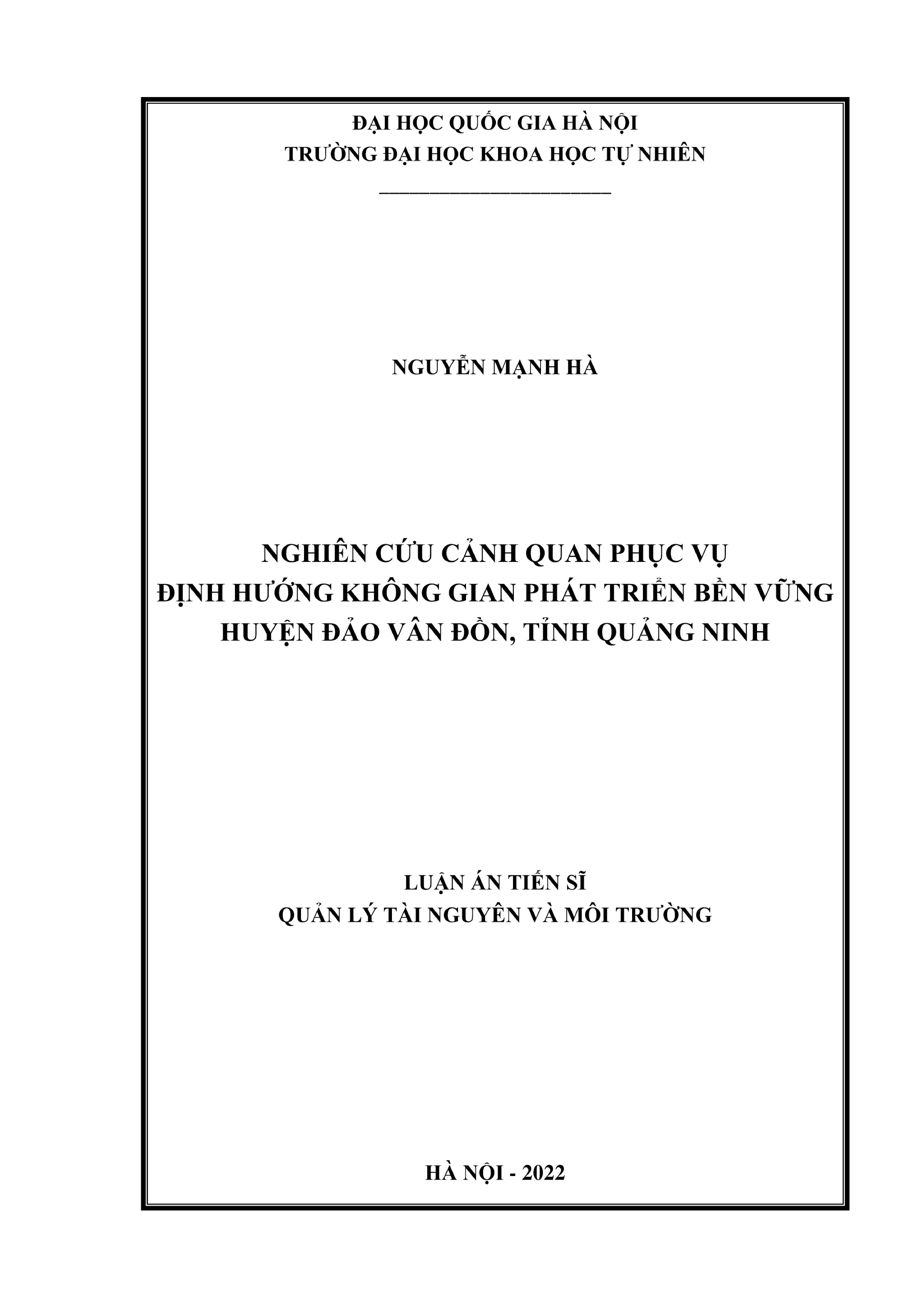 Cảnh quan huyện đảo Vân Đồn: Định hướng PTBV, quản lý TNMT
