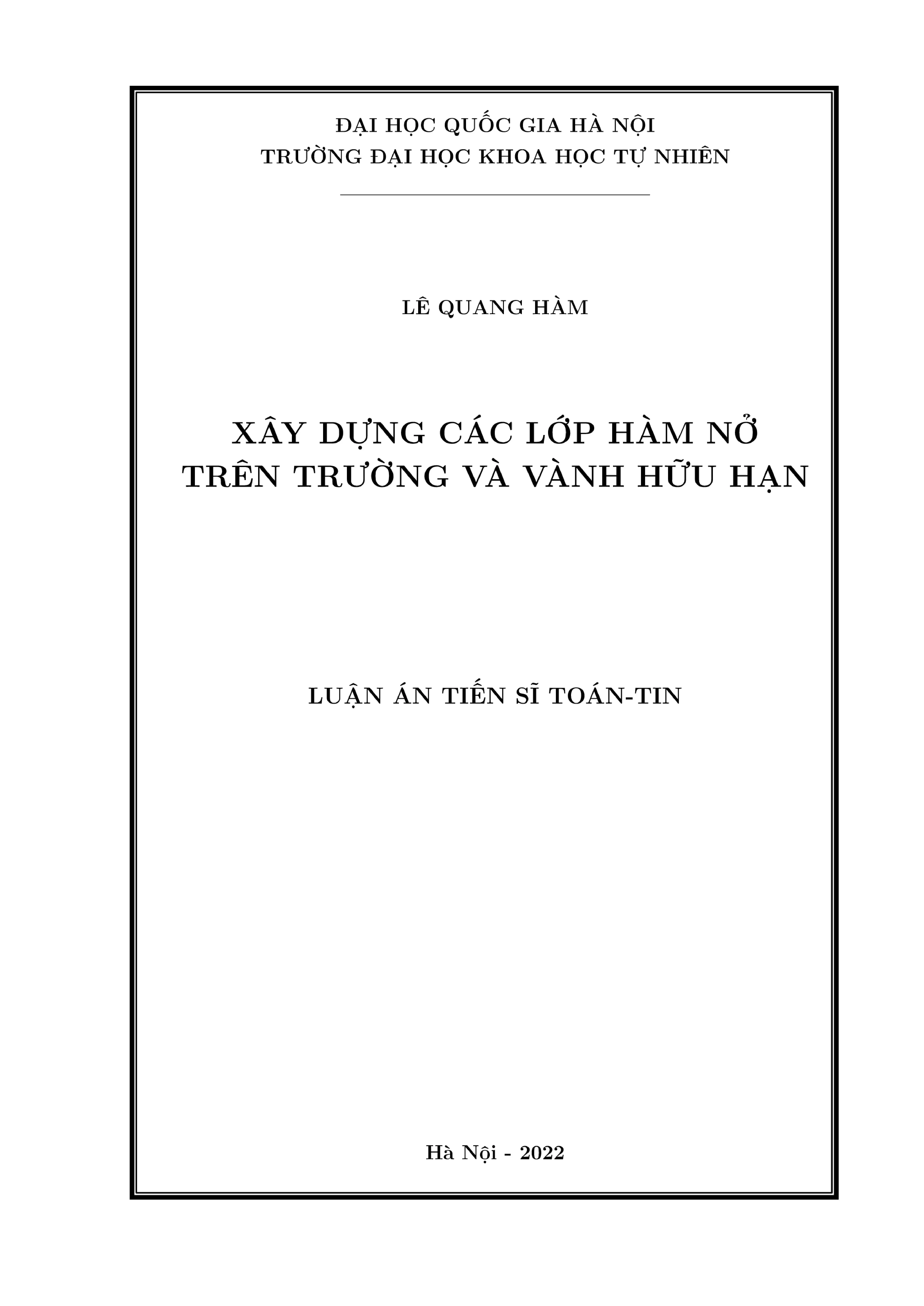 Luận án tiến sĩ: Hàm nở trên trường và vành hữu hạn