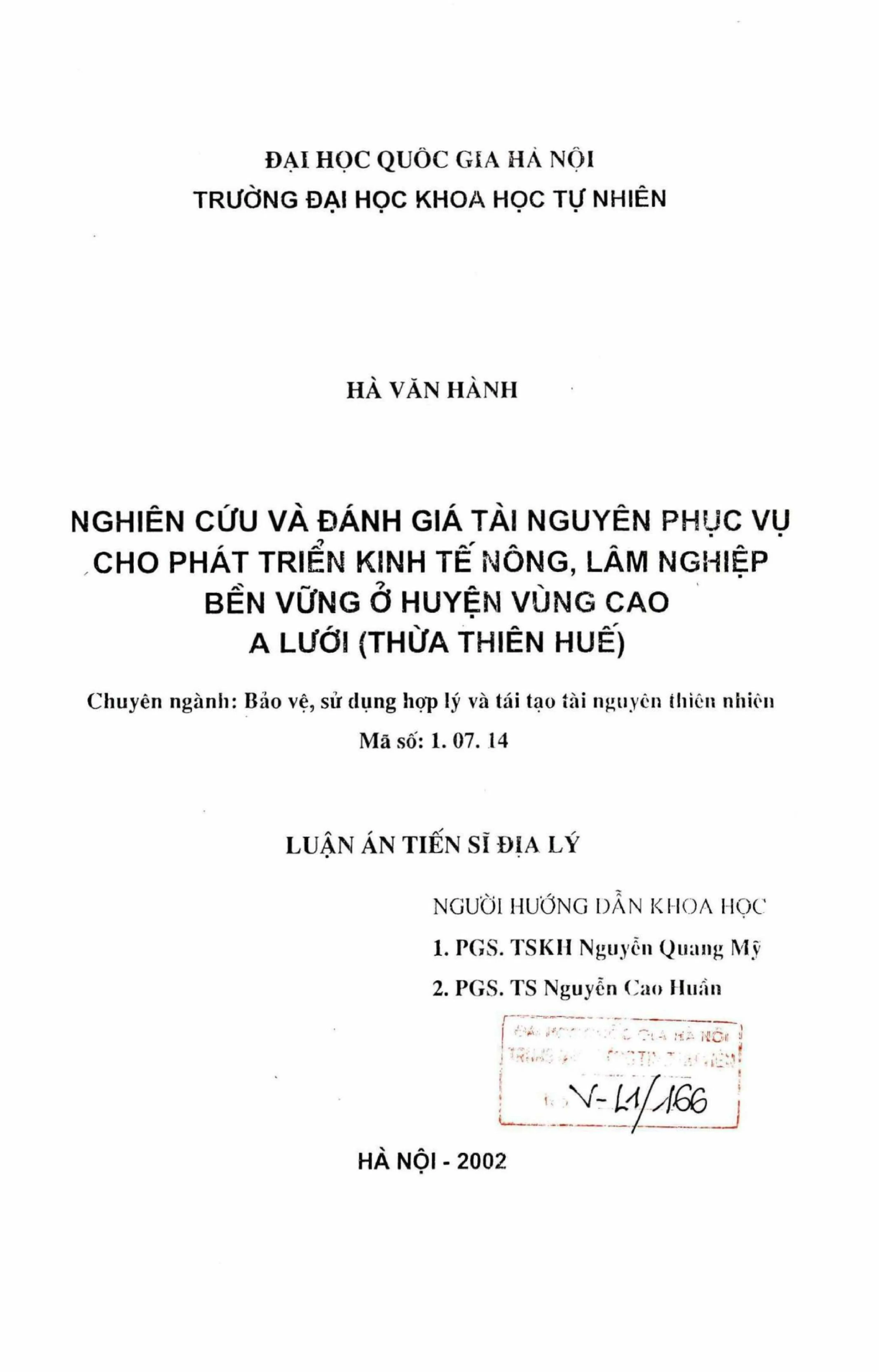 Luận án tiến sĩ địa lý nghiên cứu và đánh giá tài nguyên phụ