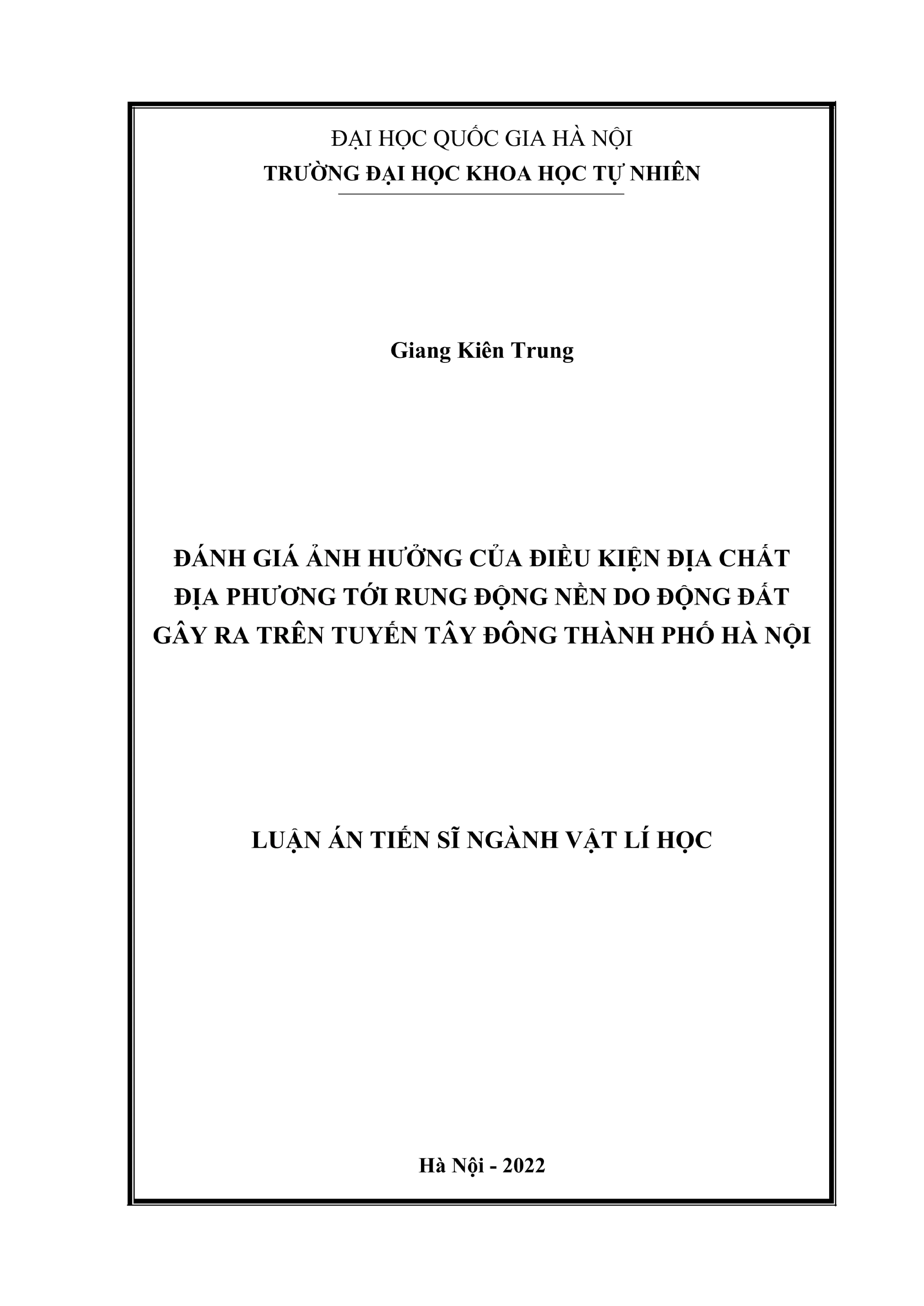 Đánh giá ảnh hưởng địa chất đến rung động nền do động đất Hà Nội