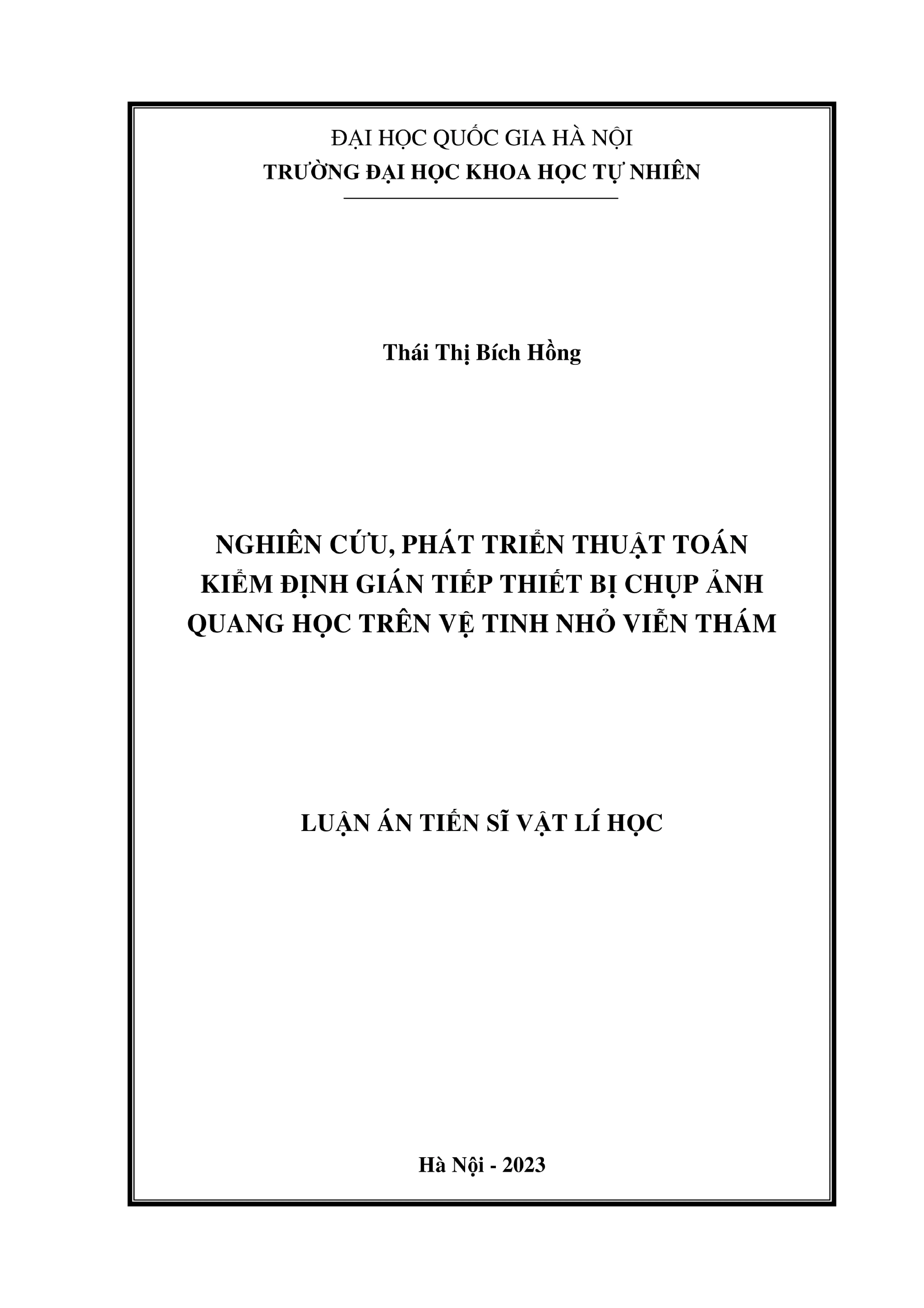 Thuật toán kiểm định thiết bị quang học vệ tinh nhỏ viễn thám