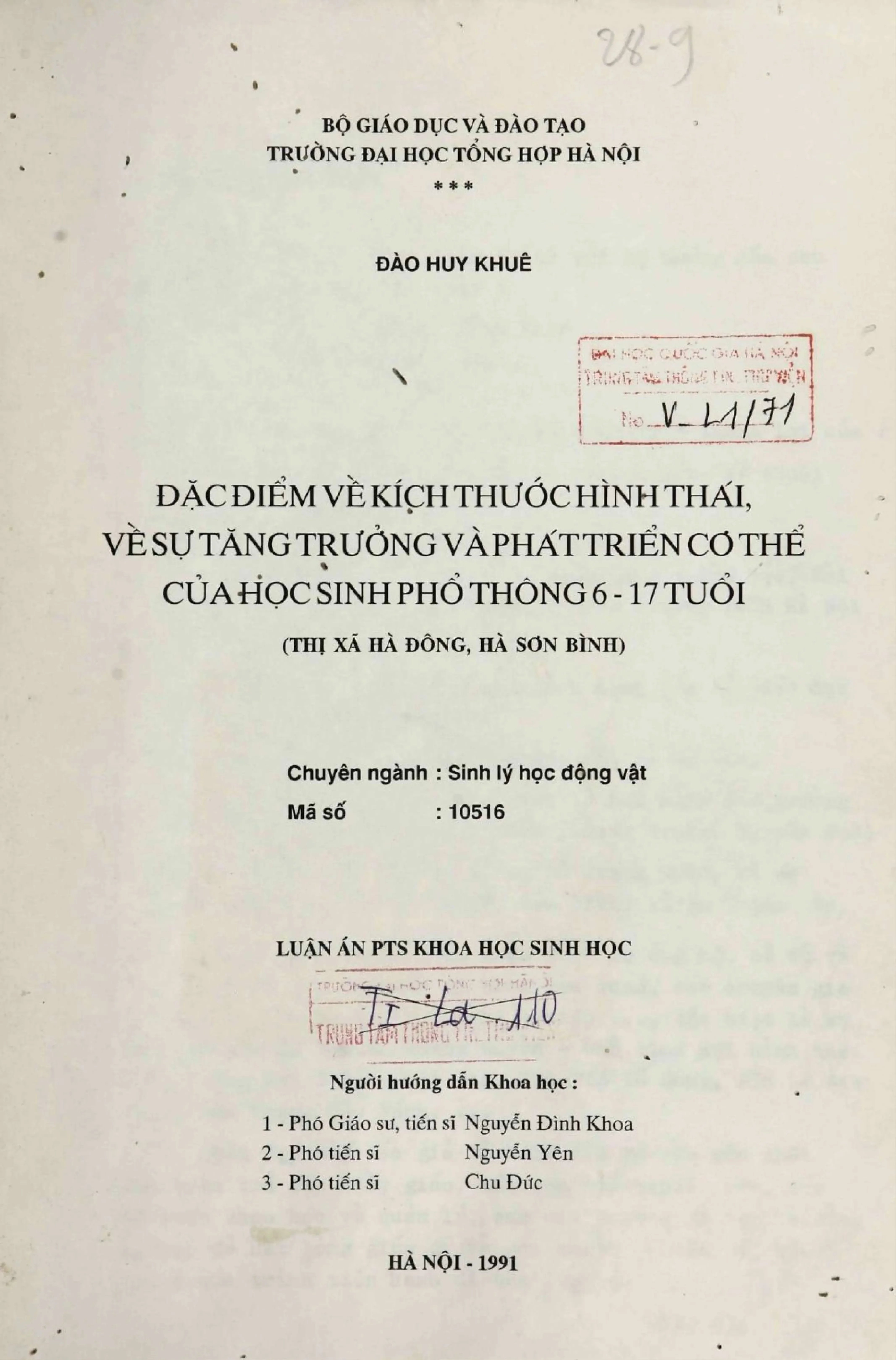 Luận án phó tiến sĩ sinh học đặc điểm về kích thước và hình